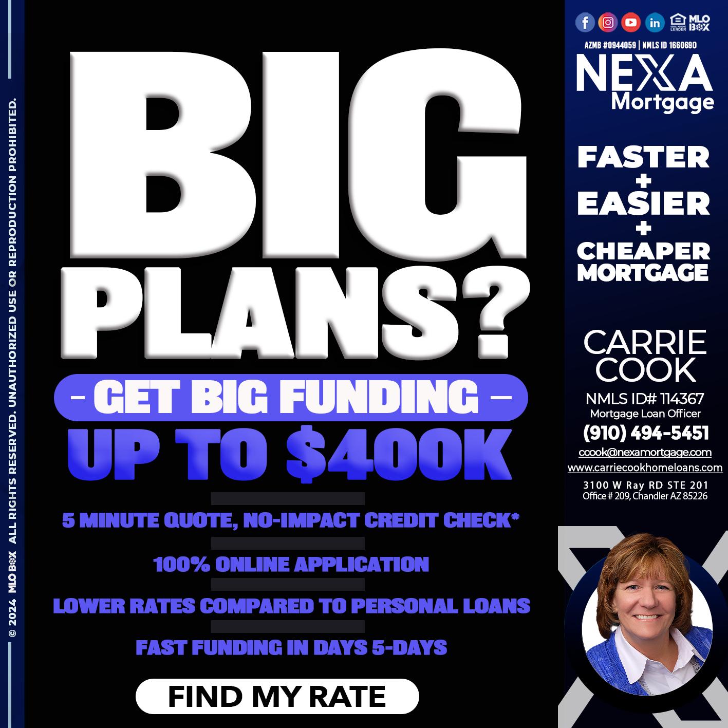 BIG PLANS - Carrie Cook -Mortgage Loan Officer