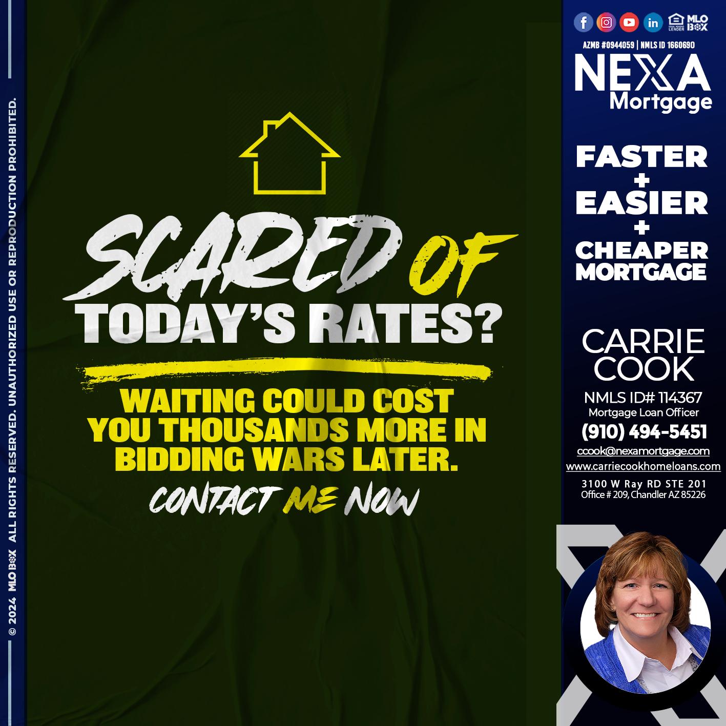 SCARED OF TODAY RATES? - Carrie Cook -Mortgage Loan Officer