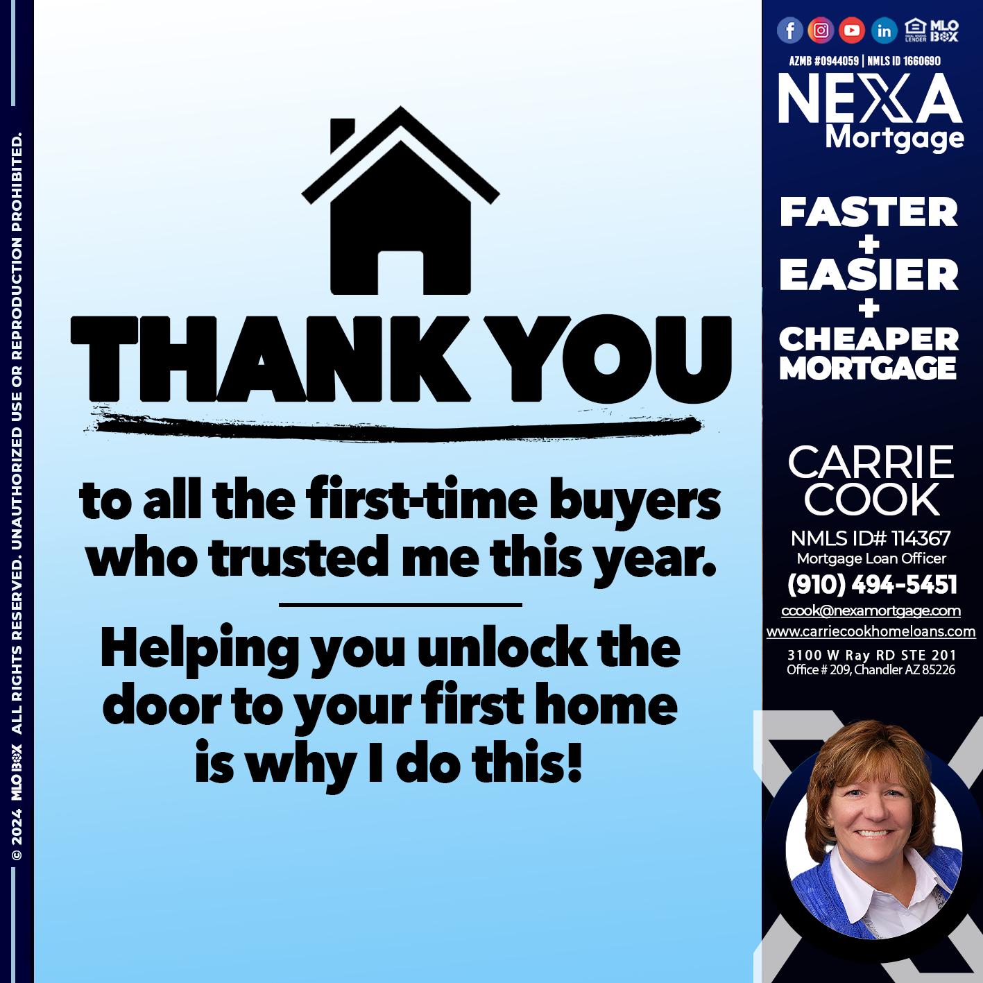 THANK YOU - Carrie Cook -Mortgage Loan Officer