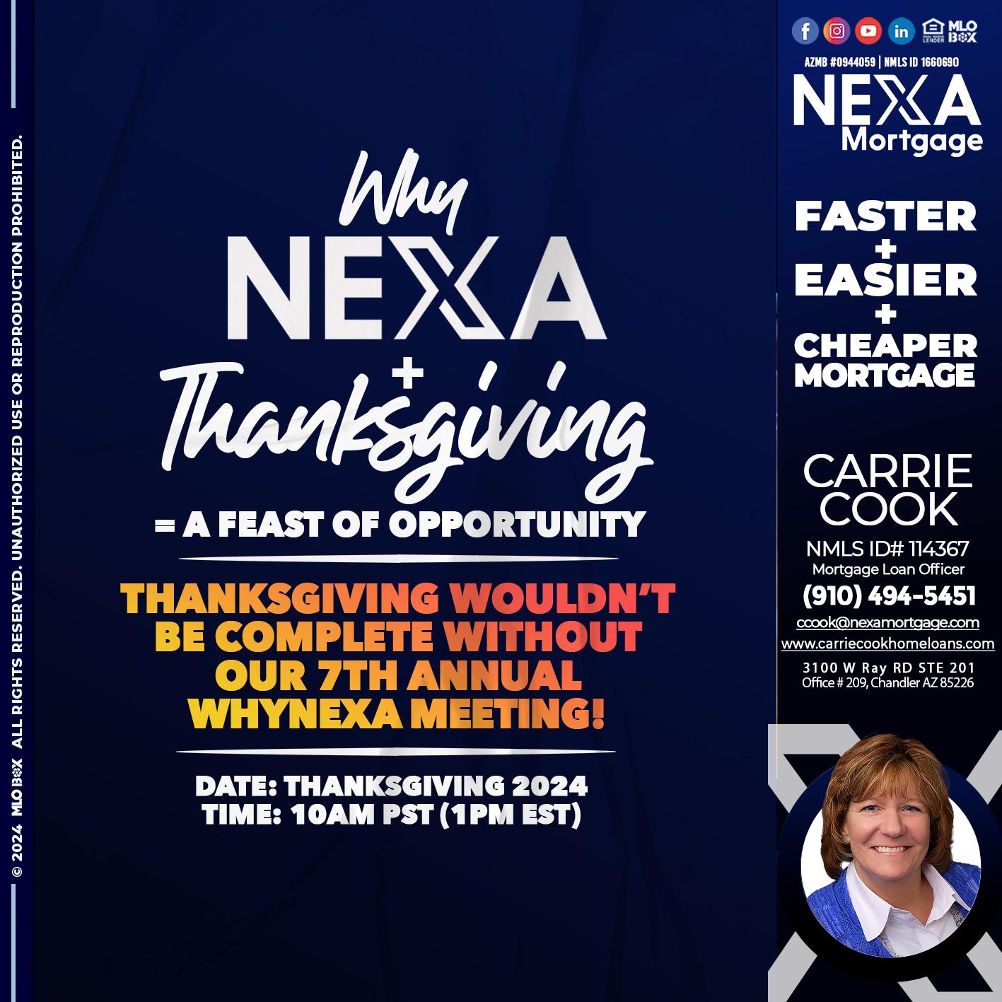 WHY NEXA + THANKSGIVING - Carrie Cook -Mortgage Loan Officer