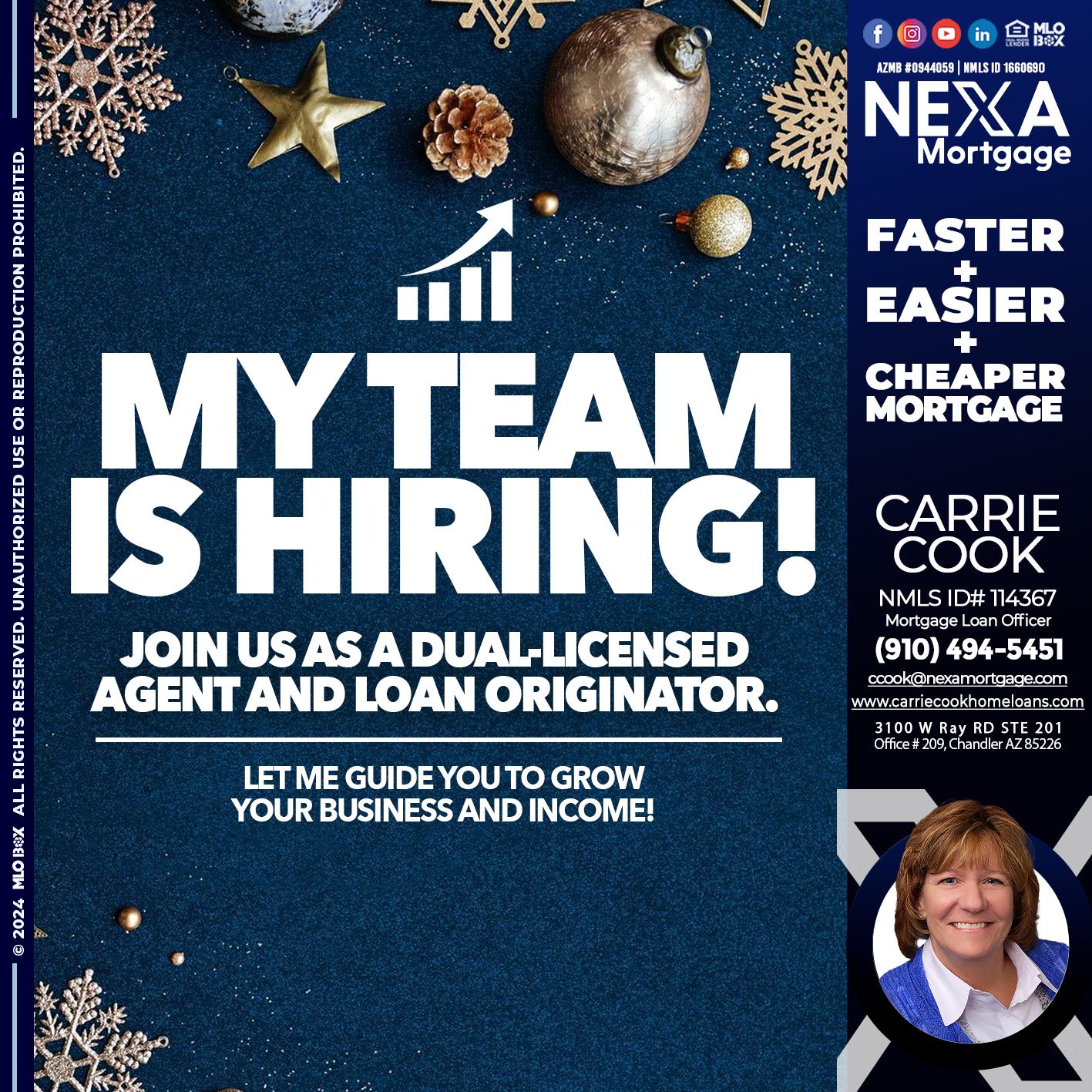 my team is hiring - Carrie Cook -Mortgage Loan Officer