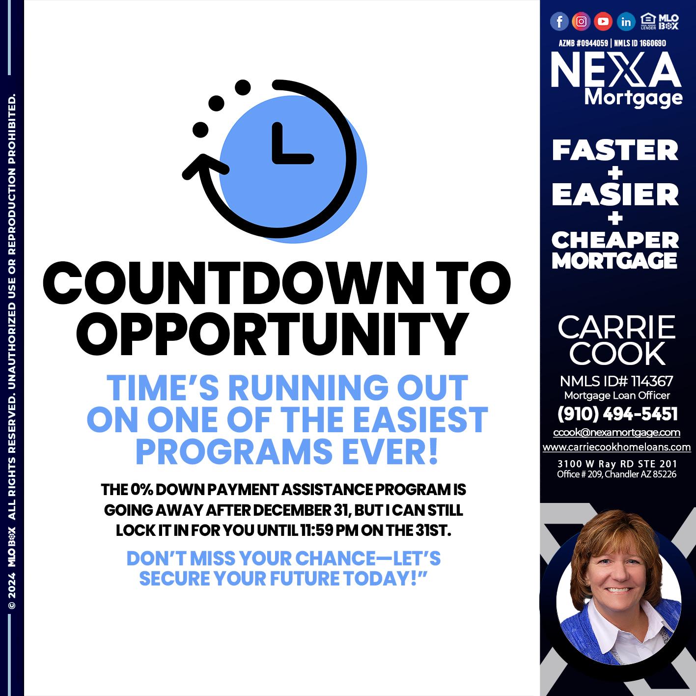 COUNTDOWN - Carrie Cook -Mortgage Loan Officer