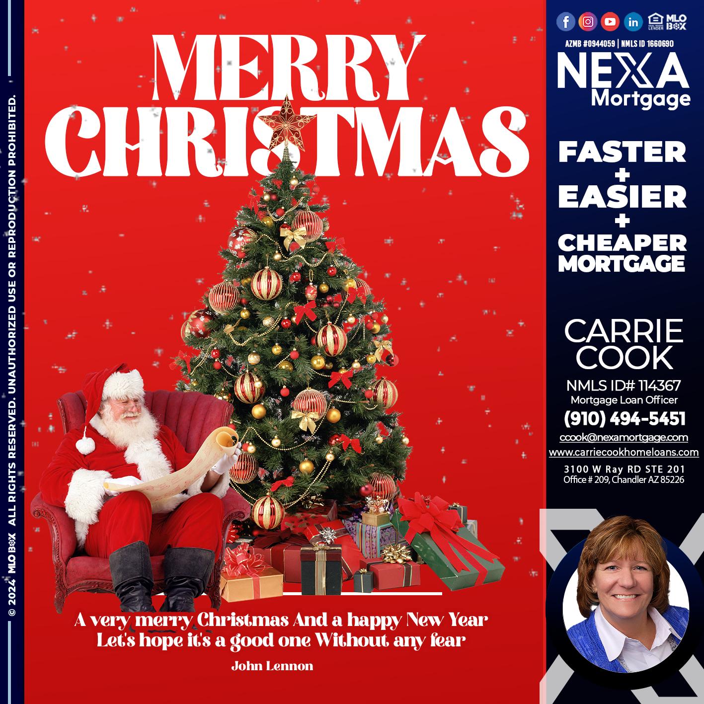 MERRY CHRISTMASS - Carrie Cook -Mortgage Loan Officer