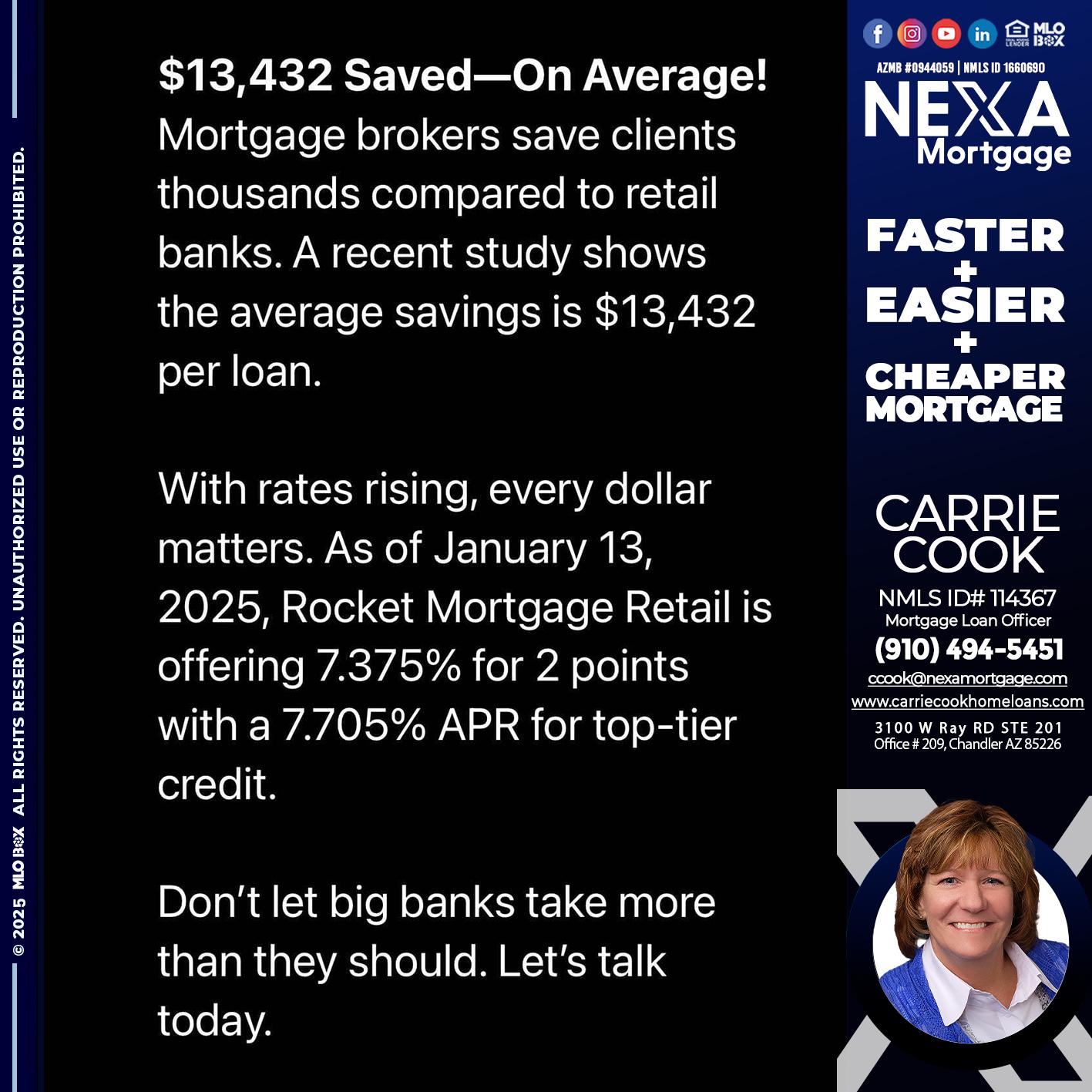 saved on average - Carrie Cook -Mortgage Loan Officer