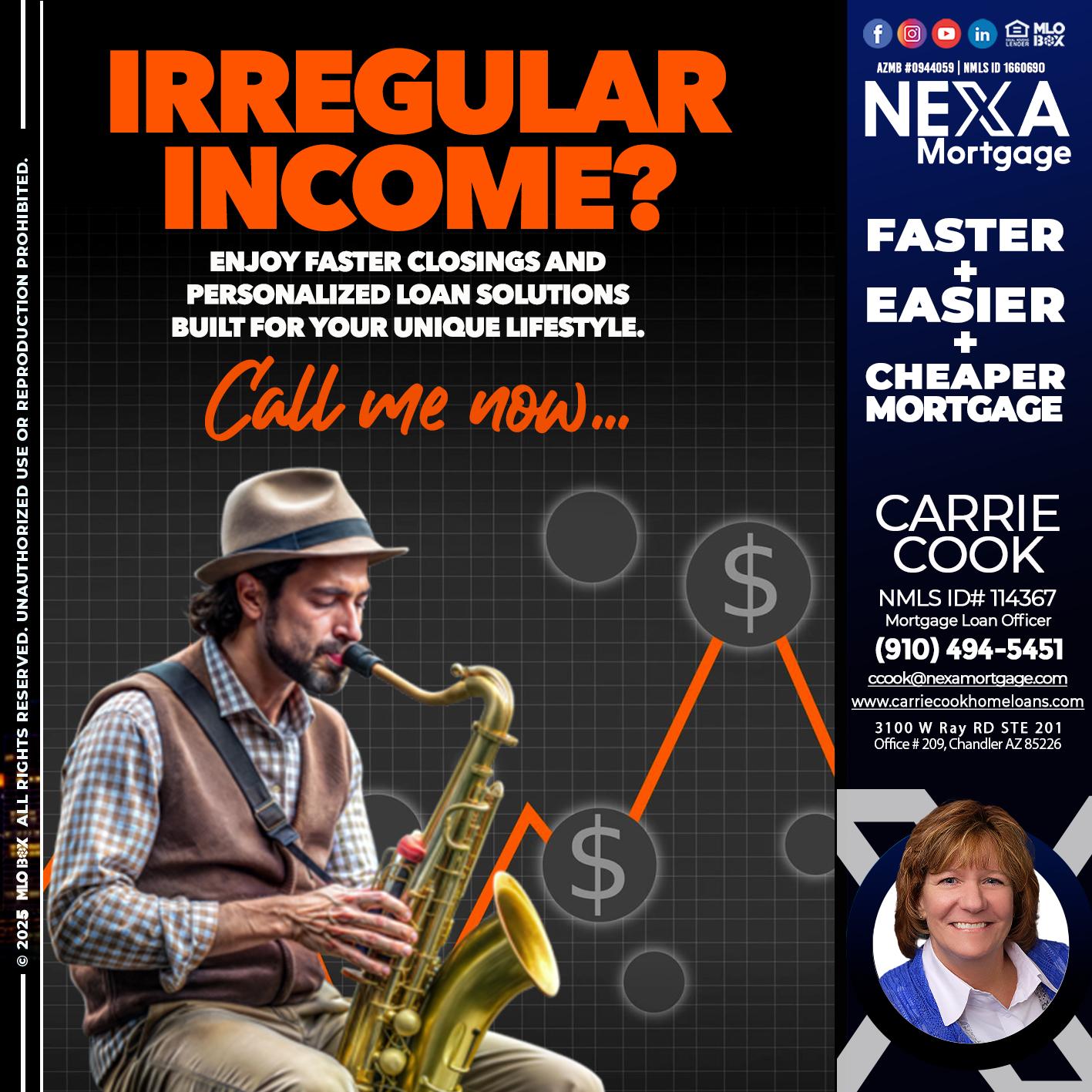 IRREGULAR INCOME - Carrie Cook -Mortgage Loan Officer