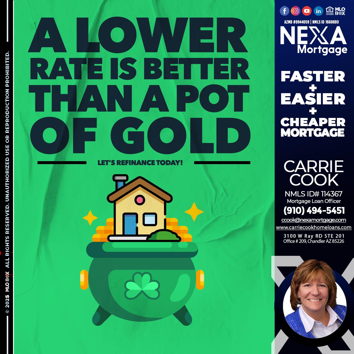 A LOWER RATE - Carrie Cook -Mortgage Loan Officer