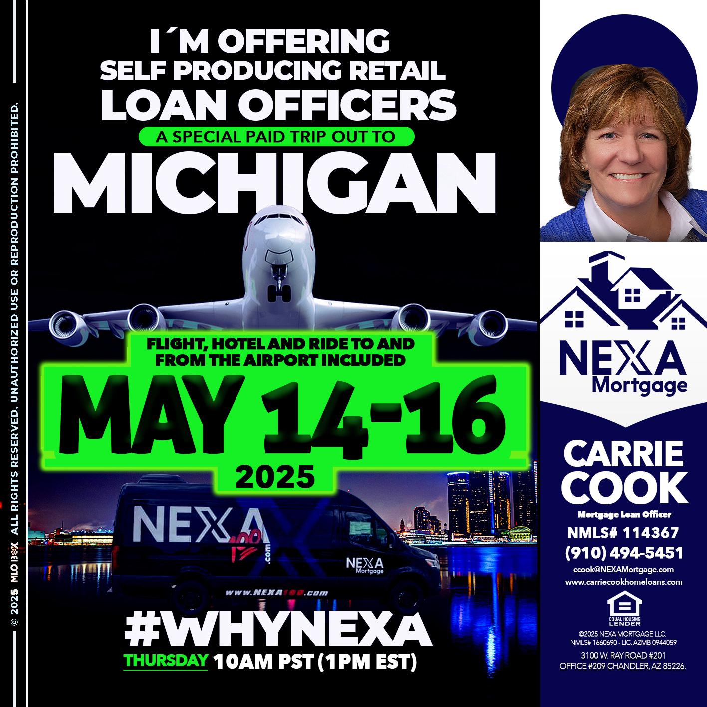 MAY 14-16 MICHIGAN TRIP - Carrie Cook -Mortgage Loan Officer