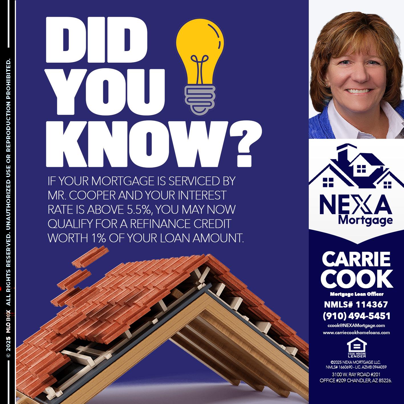 DID YOU KNOW? - Carrie Cook -Mortgage Loan Officer