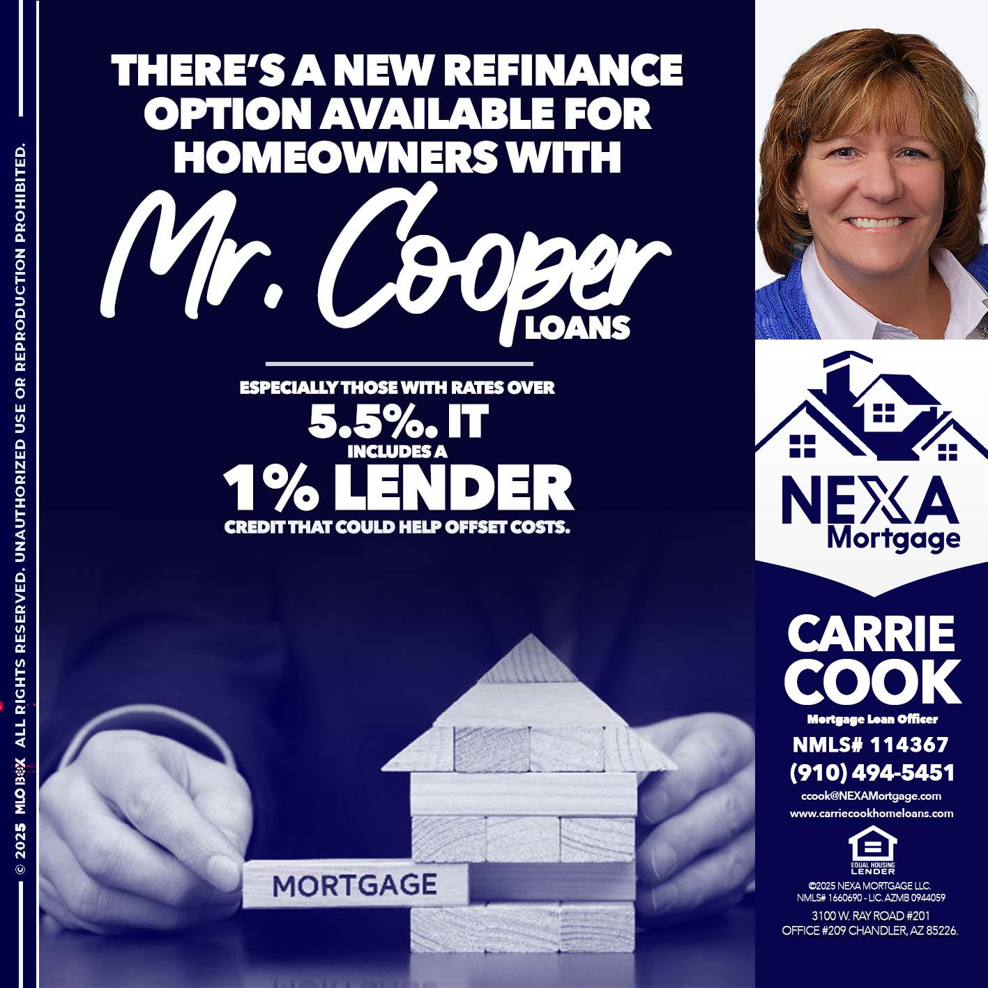 Mr. Cooper loans - Carrie Cook -Mortgage Loan Officer