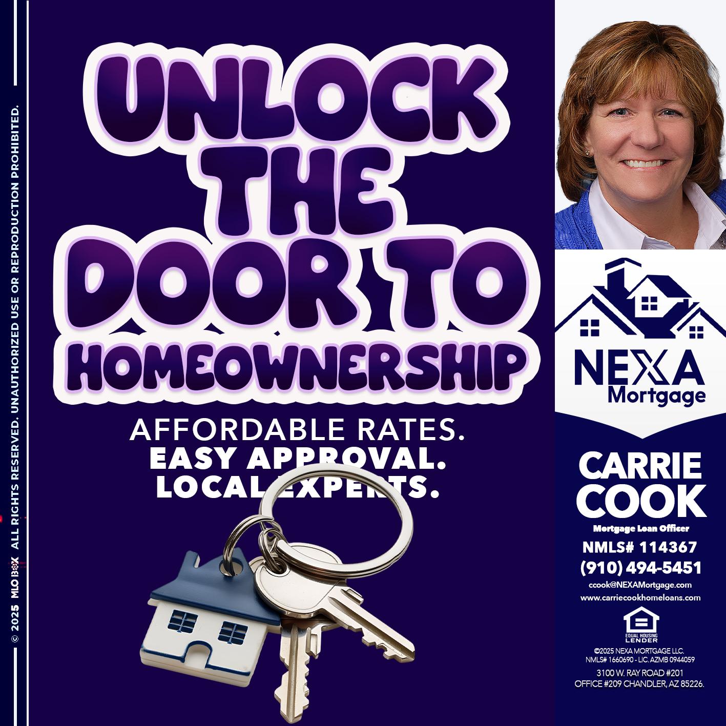 UNLOCK THE DOOR - Carrie Cook -Mortgage Loan Officer