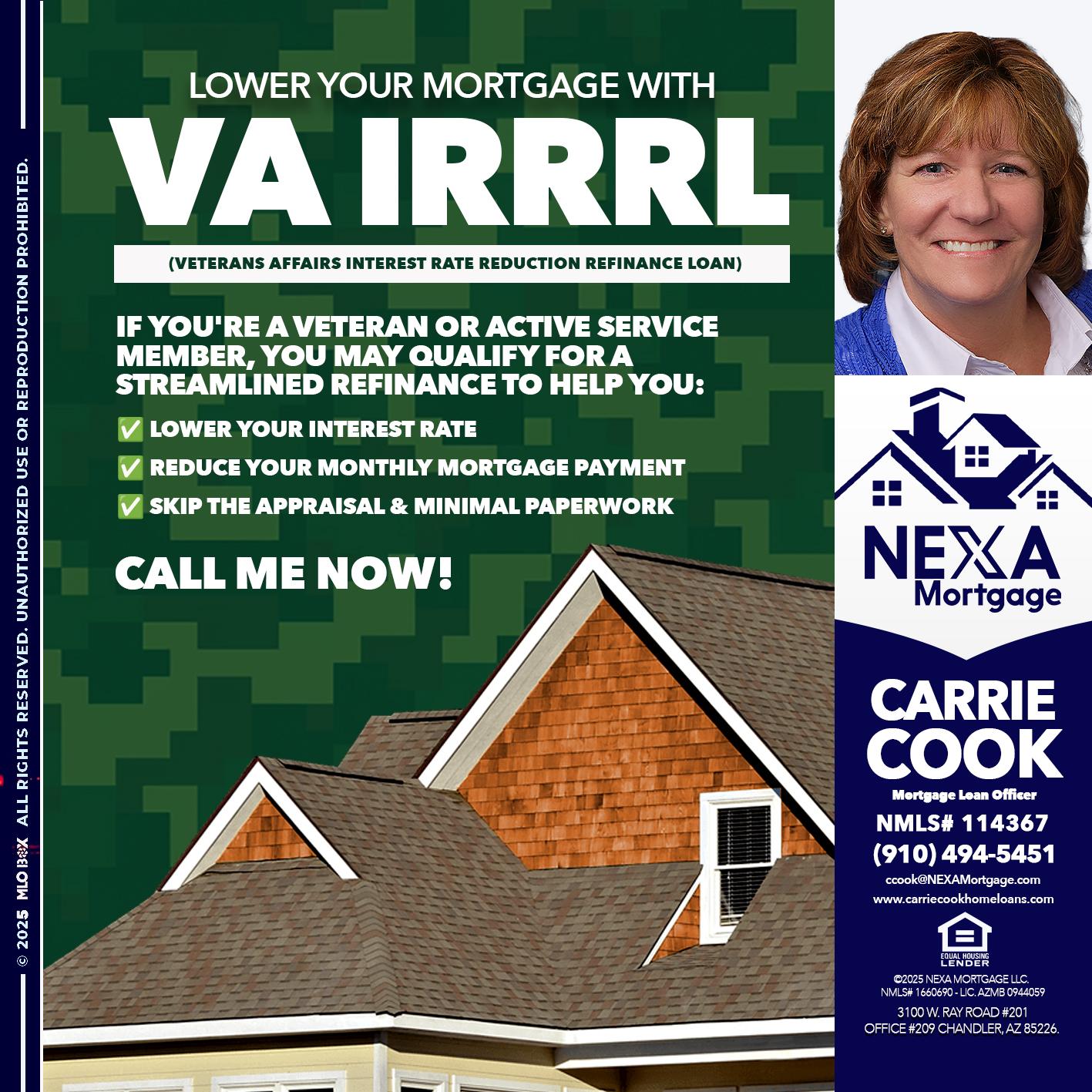 VA IRRRL - Carrie Cook -Mortgage Loan Officer