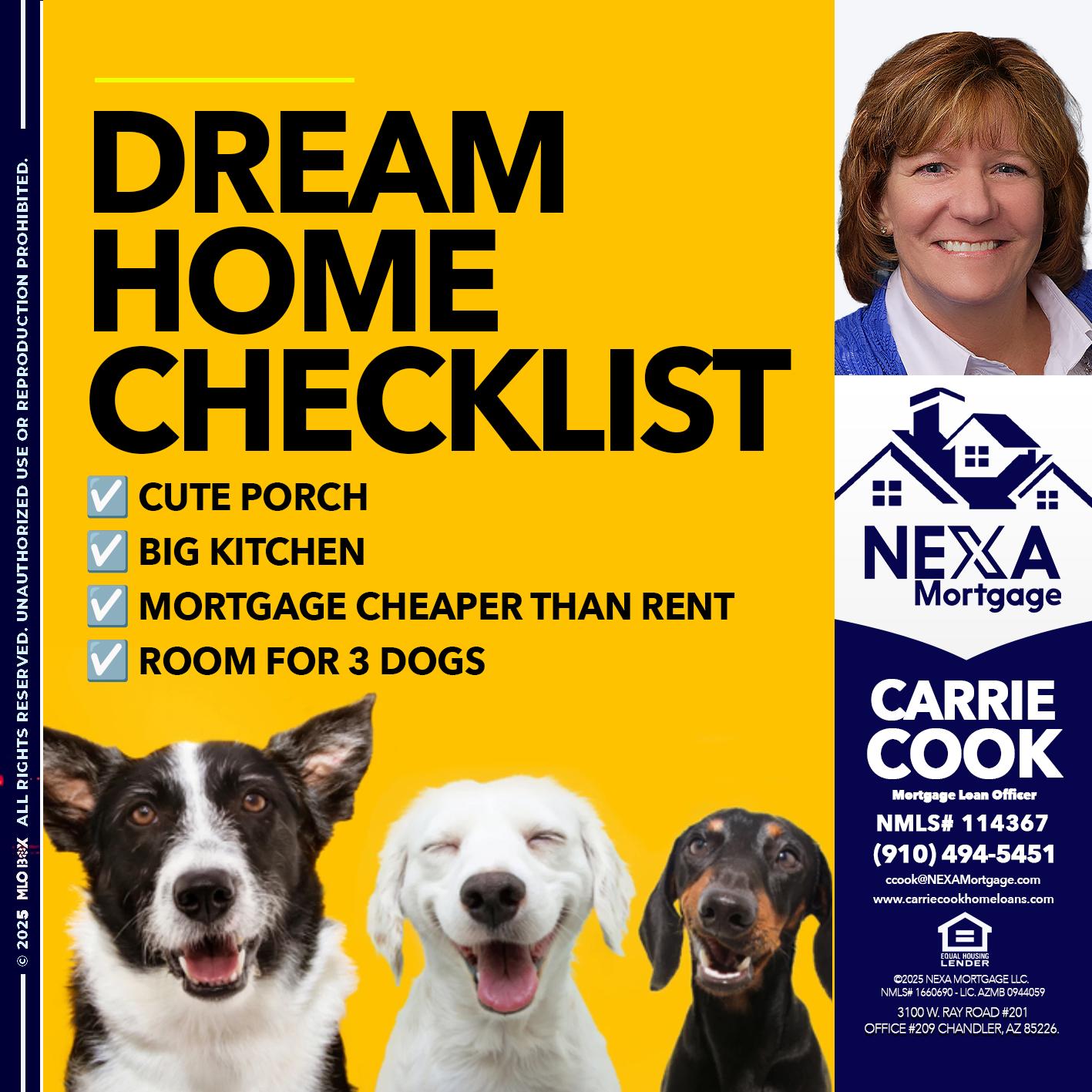 DREAM HOME CHEK LIST - Carrie Cook -Mortgage Loan Officer