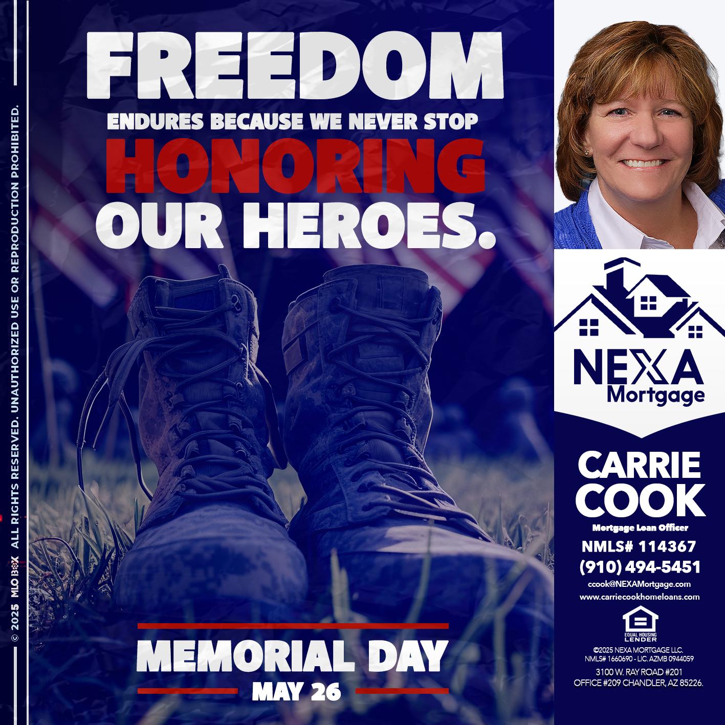 Memorial Day - Carrie Cook -Mortgage Loan Officer