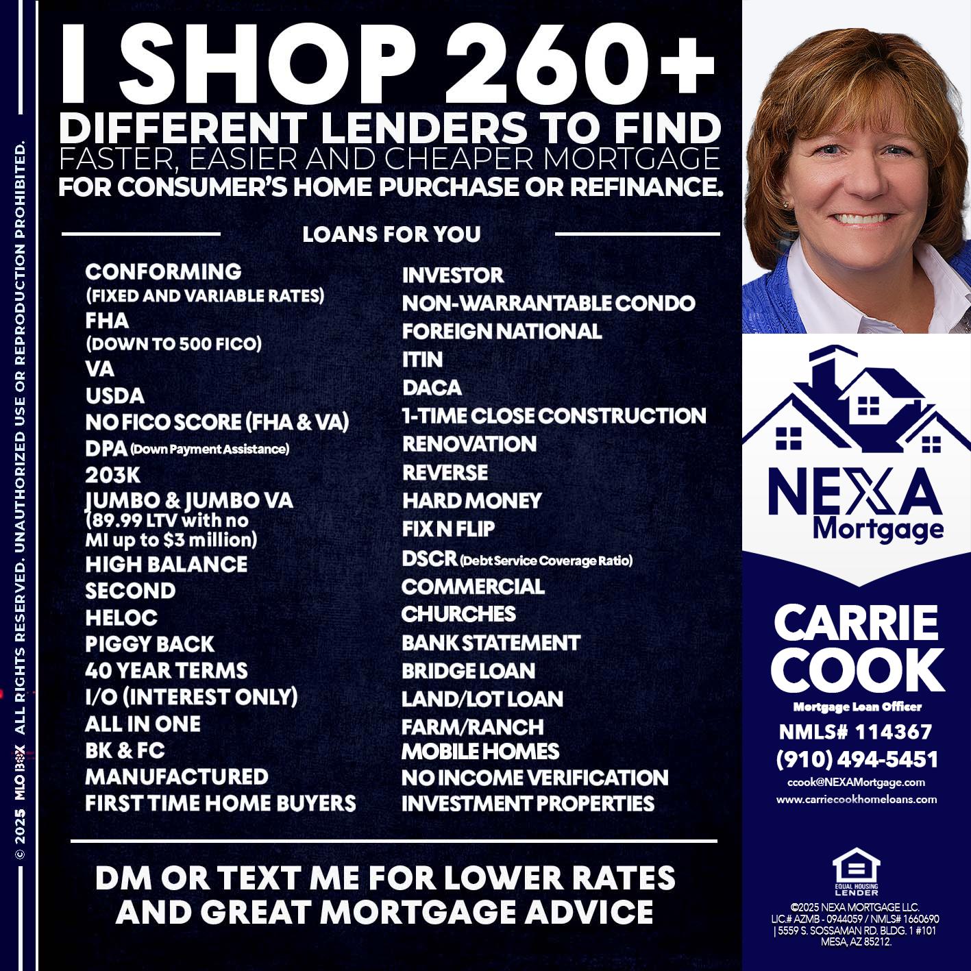 I SHOP +260 - Carrie Cook -Mortgage Loan Officer