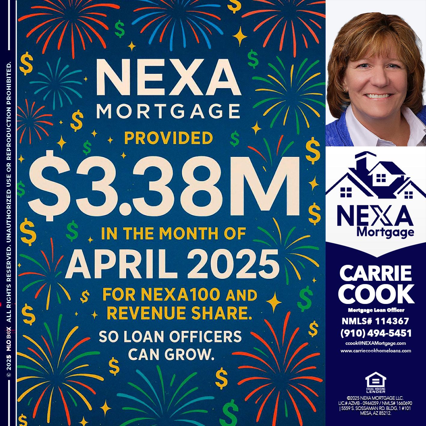 $3.38M - Carrie Cook -Mortgage Loan Officer