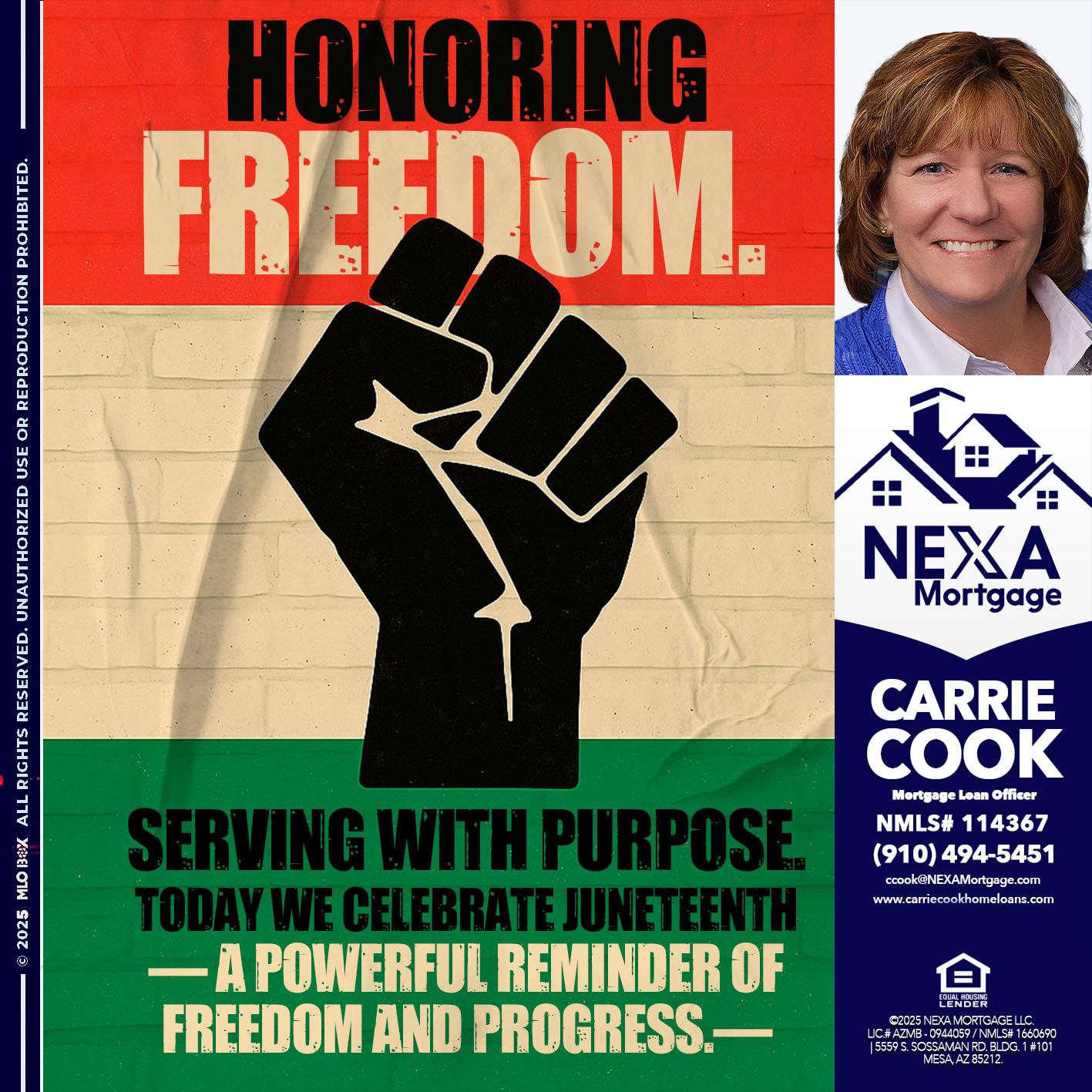 HONORING FREEDOM - Carrie Cook -Mortgage Loan Officer