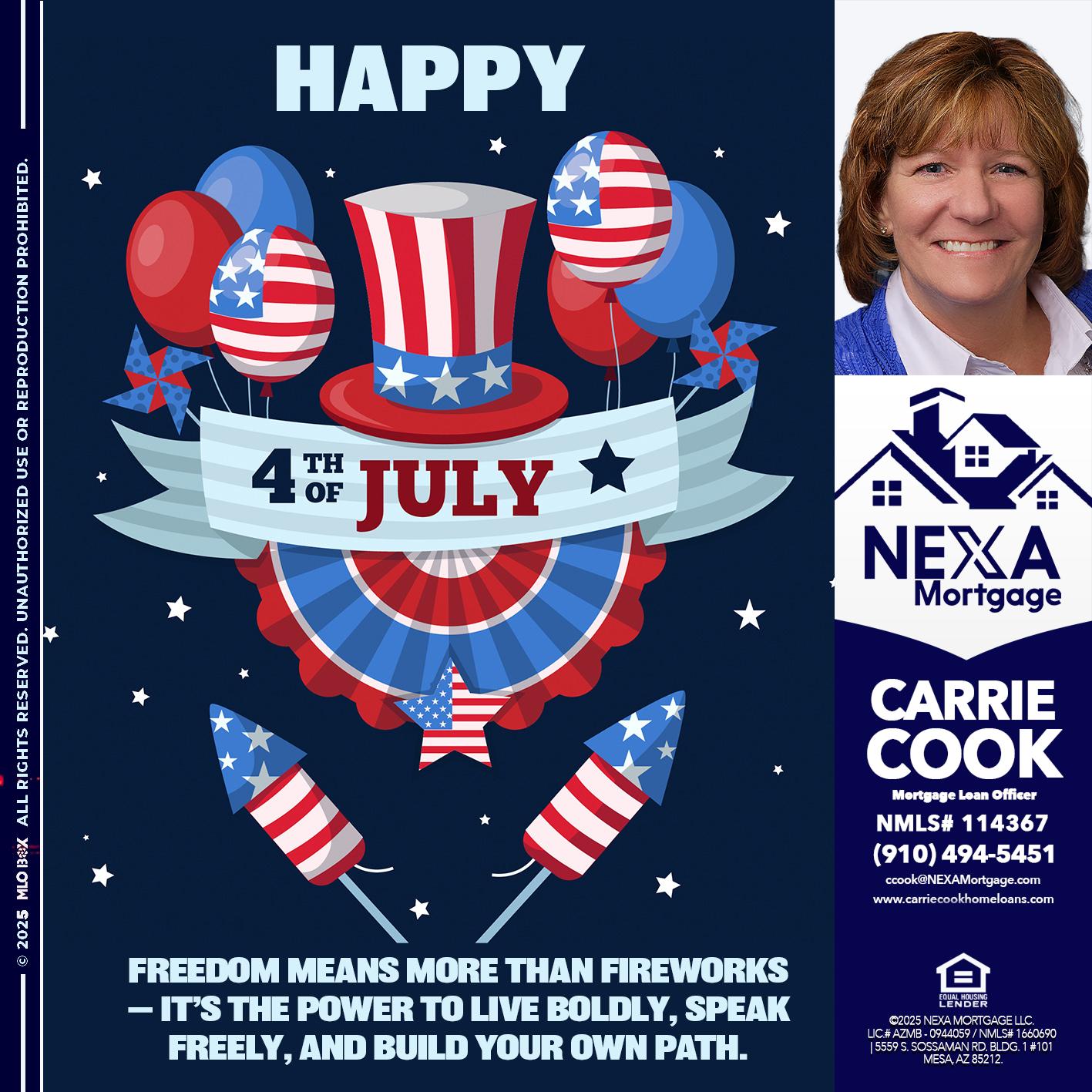 HAPPY 4TH OF JULY - Carrie Cook -Mortgage Loan Officer