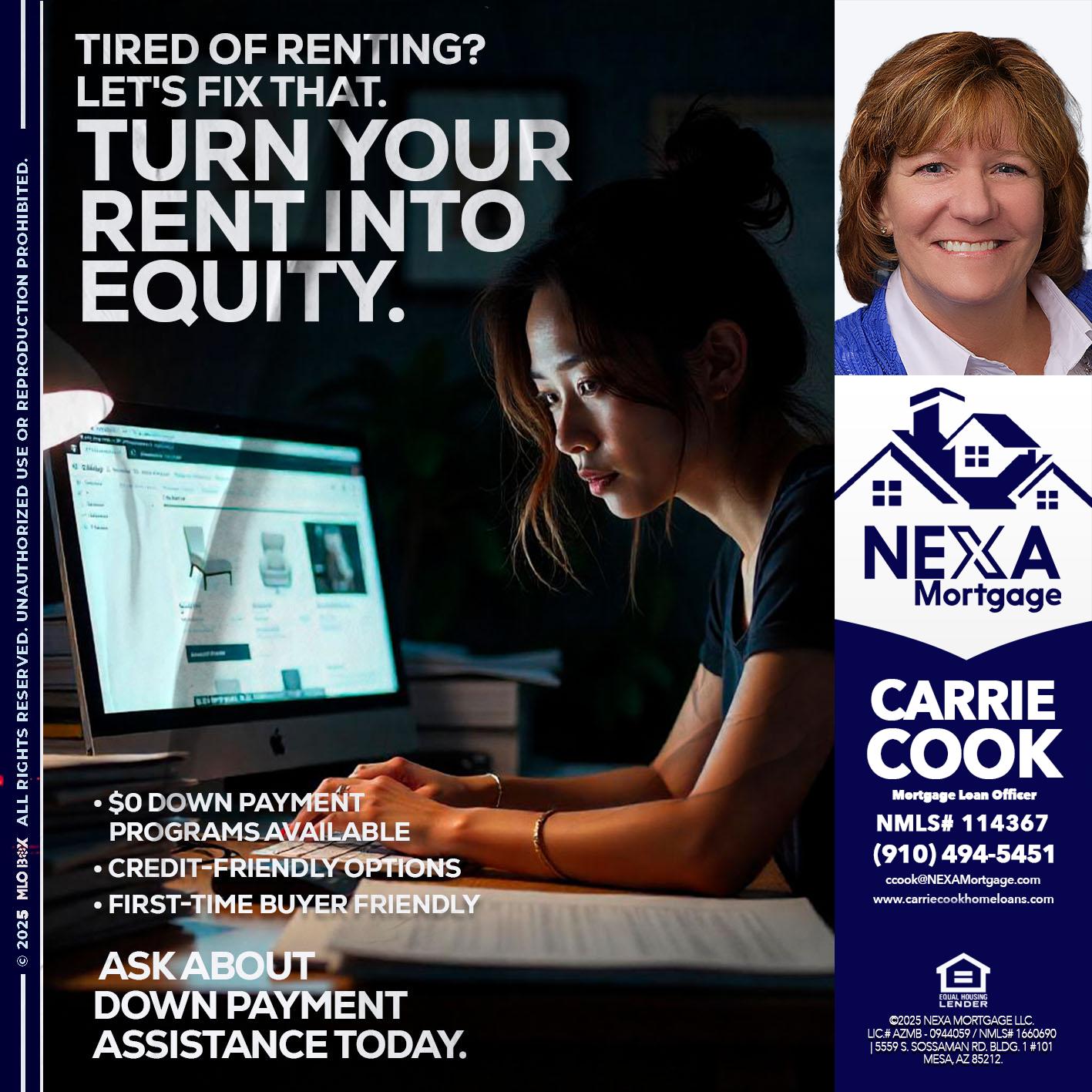 tired of renting? - Carrie Cook -Mortgage Loan Officer
