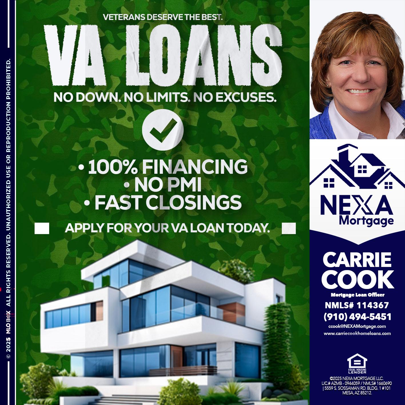 VA LOANS - Carrie Cook -Mortgage Loan Officer
