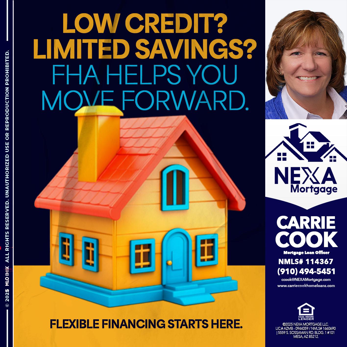 LOW CREDIT? - Carrie Cook -Mortgage Loan Officer