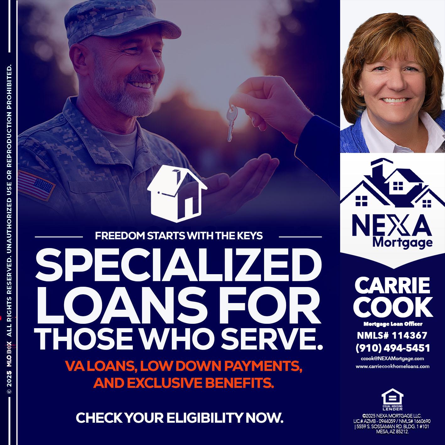 SPECIALIZED LOANS - Carrie Cook -Mortgage Loan Officer