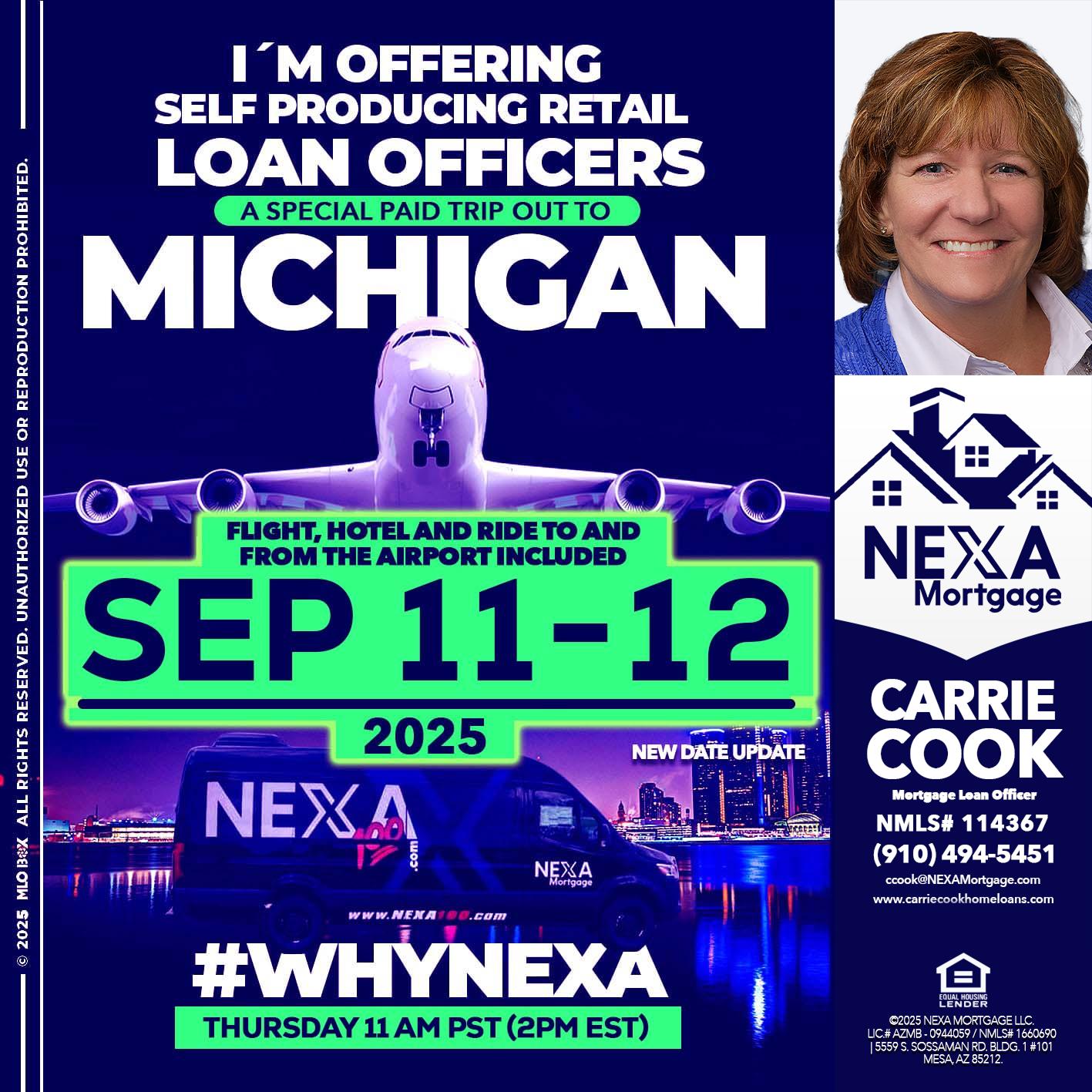 michigan sep 11-12 - Carrie Cook -Mortgage Loan Officer