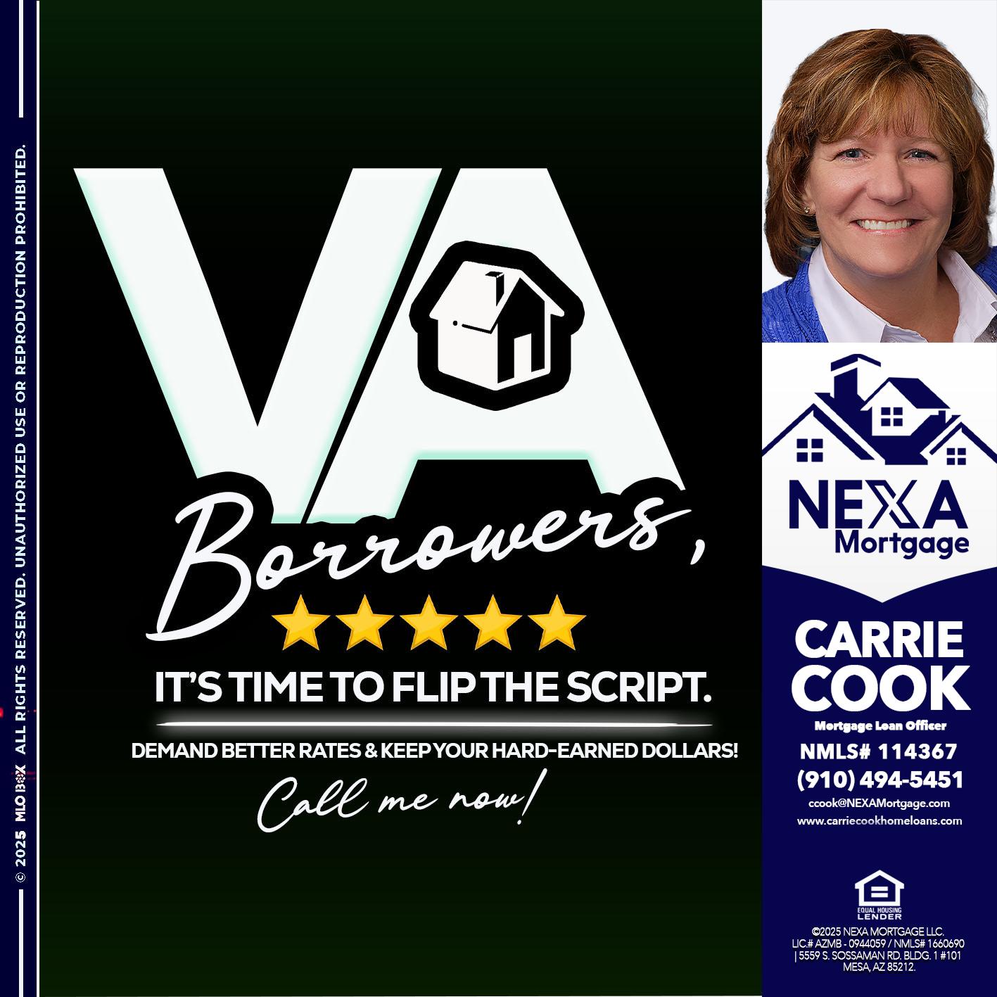 VA BORROWERS - Carrie Cook -Mortgage Loan Officer