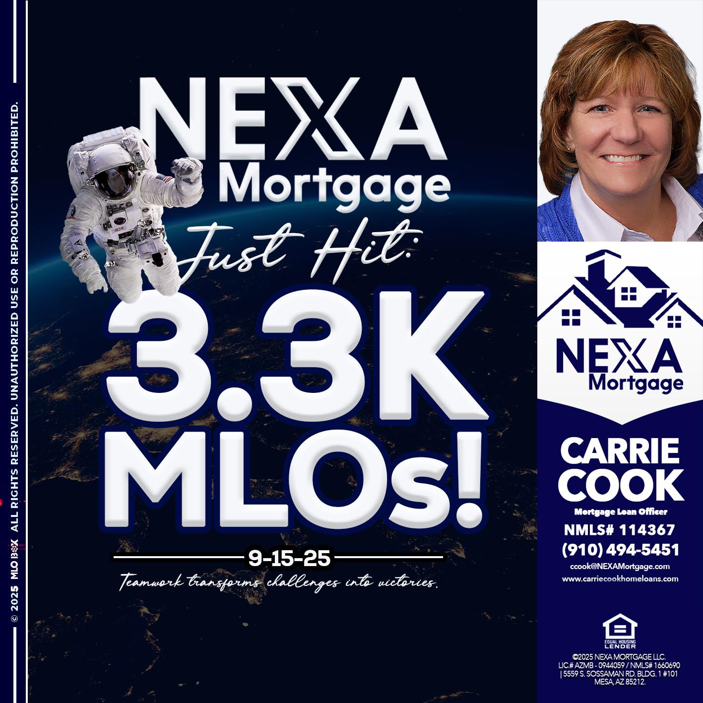 3.3K - Carrie Cook -Mortgage Loan Officer