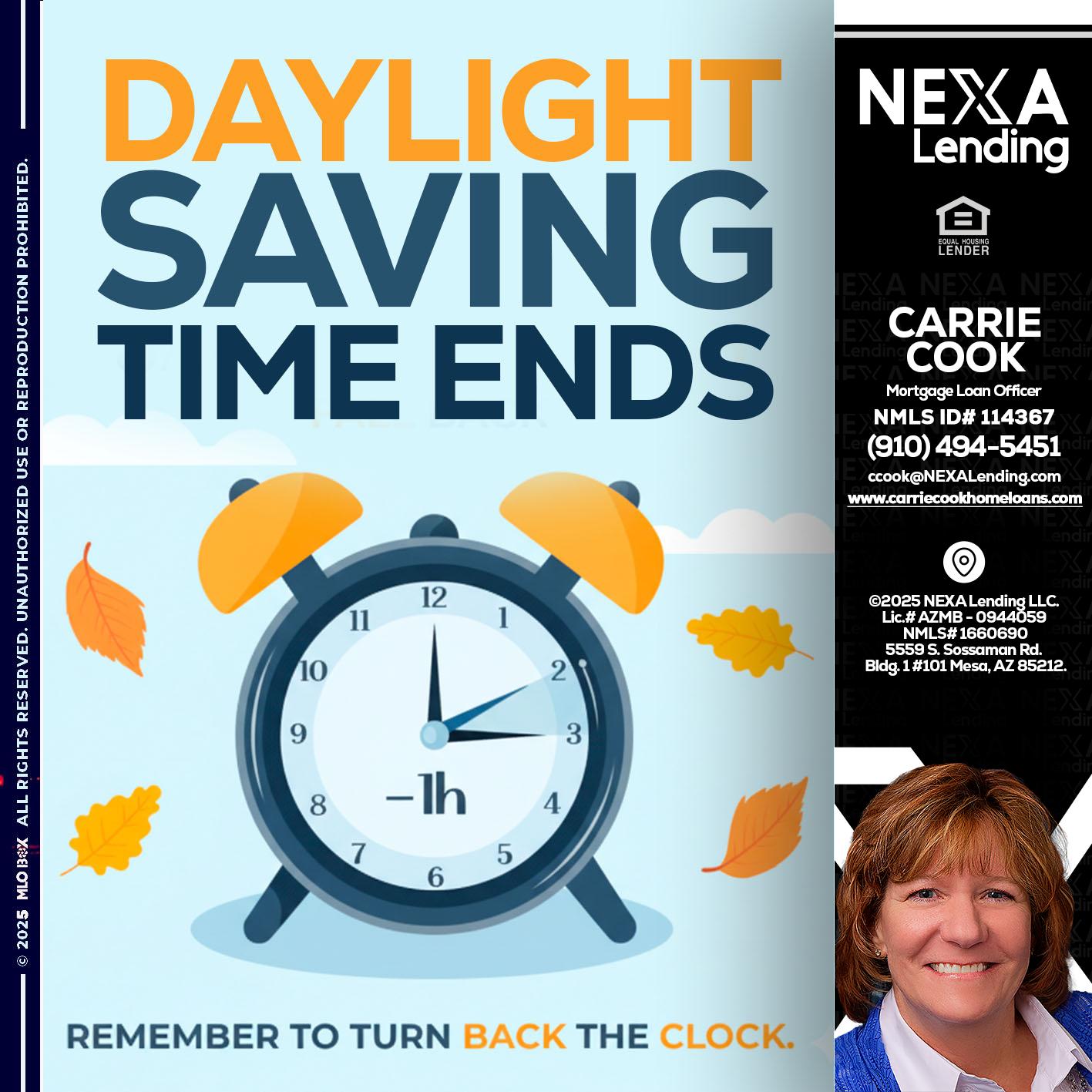 daylight saving - Carrie Cook -Mortgage Loan Officer