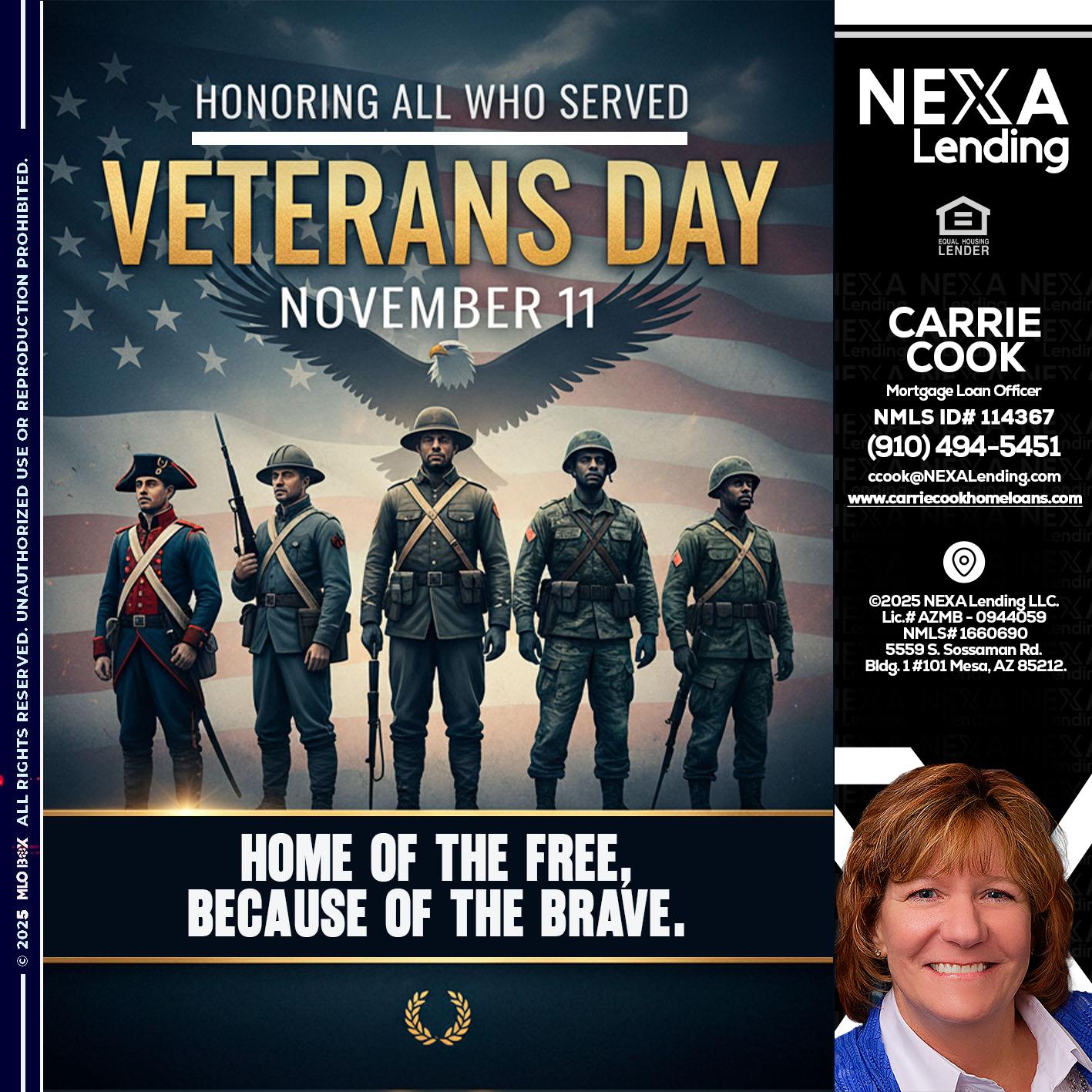 Veterans Day - Carrie Cook -Mortgage Loan Officer