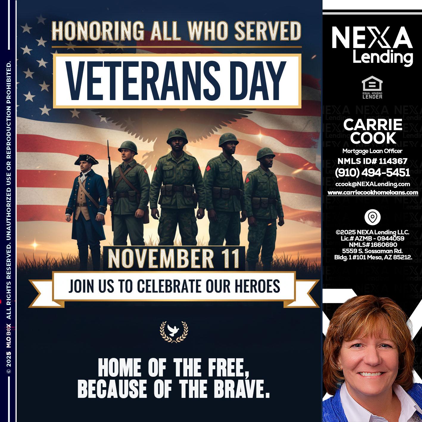 VETERANS DAY - Carrie Cook -Mortgage Loan Officer