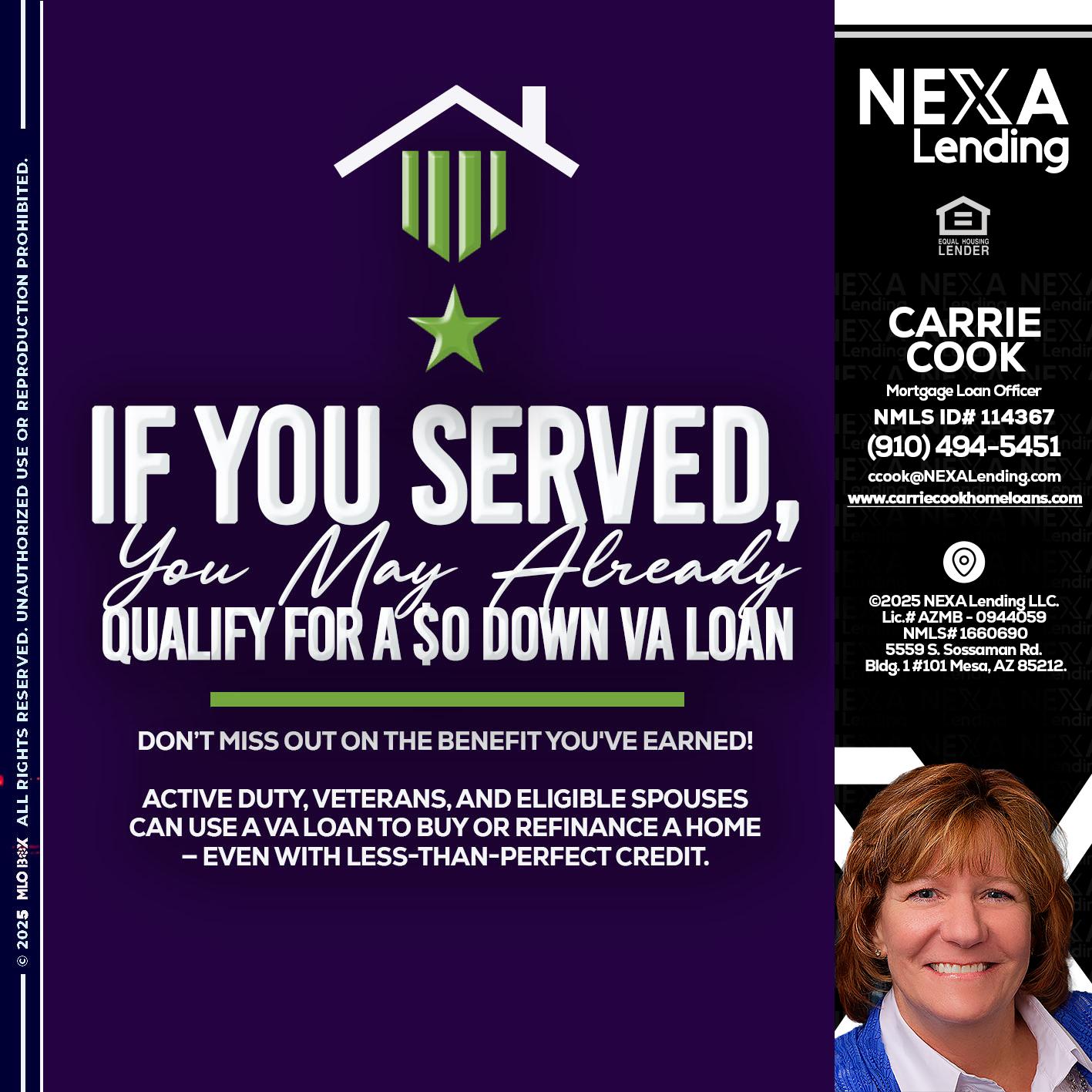 IF YOU SERVED - Carrie Cook -Mortgage Loan Officer
