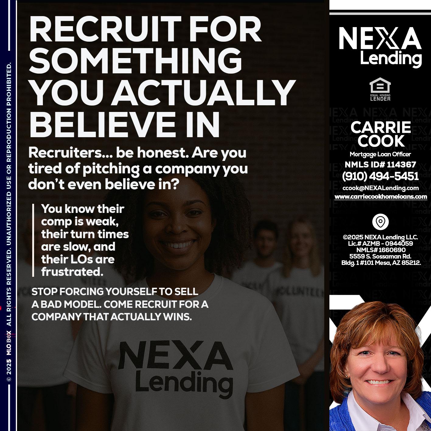RECRUITING - Carrie Cook -Mortgage Loan Officer