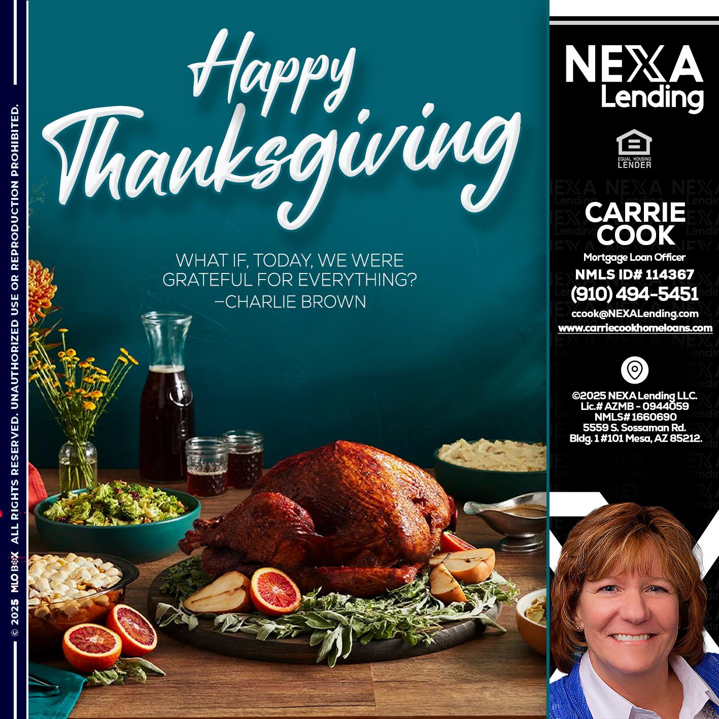 happy Thanksgiving - Carrie Cook -Mortgage Loan Officer