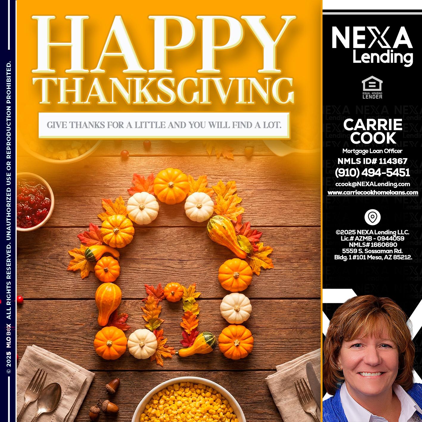 HAPPY THANKSGIVING - Carrie Cook -Mortgage Loan Officer