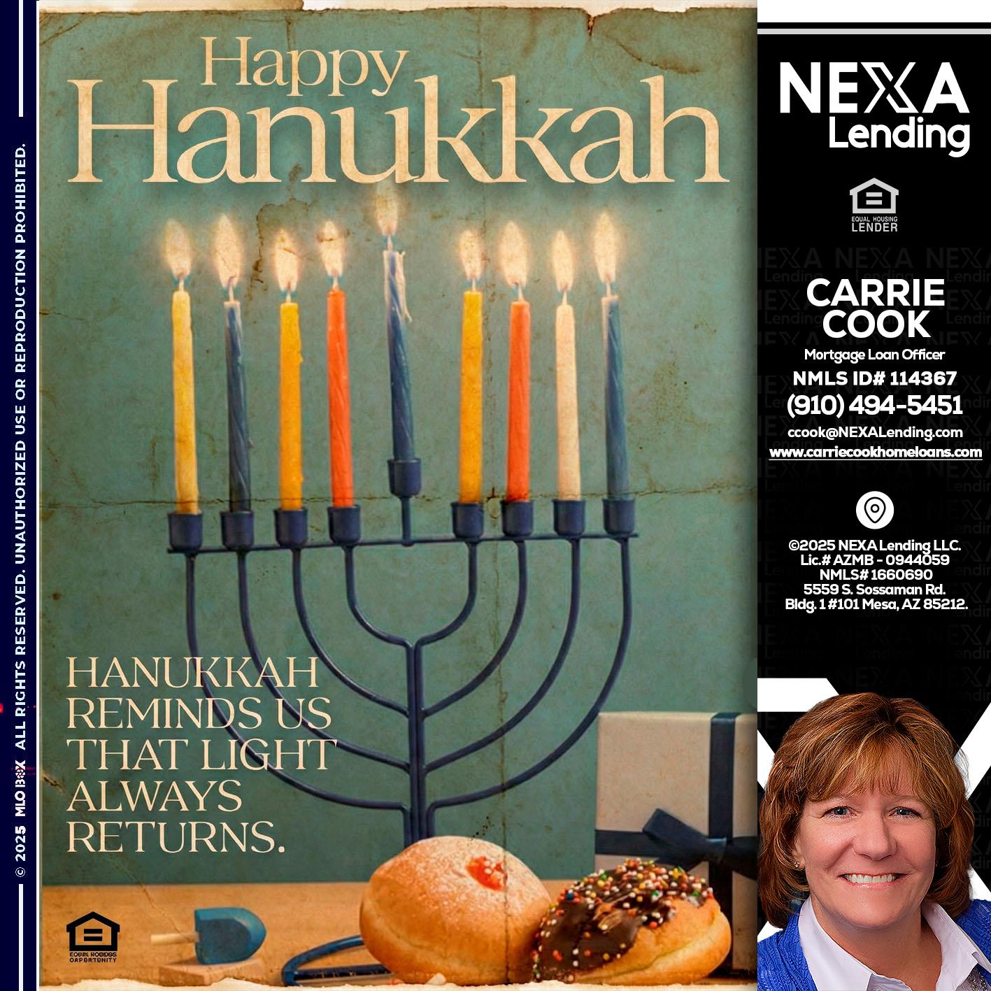HAPPY HANUKKAH - Carrie Cook -Mortgage Loan Officer