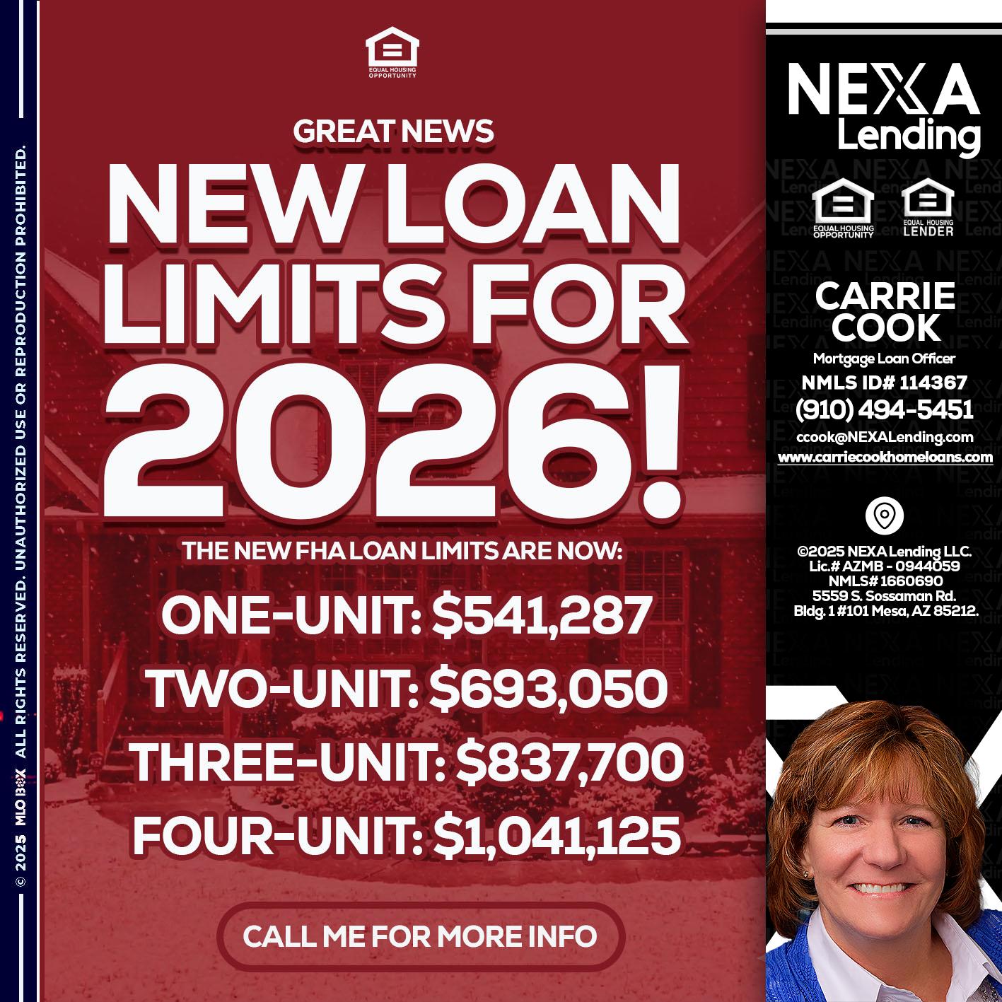 loan limits - Carrie Cook -Mortgage Loan Officer