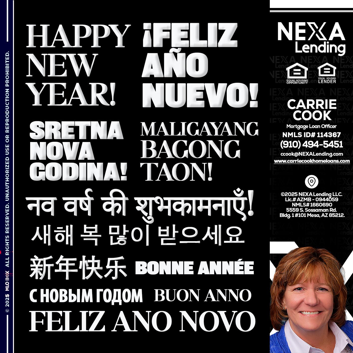 HAPPY NEW YEAR - Carrie Cook -Mortgage Loan Officer