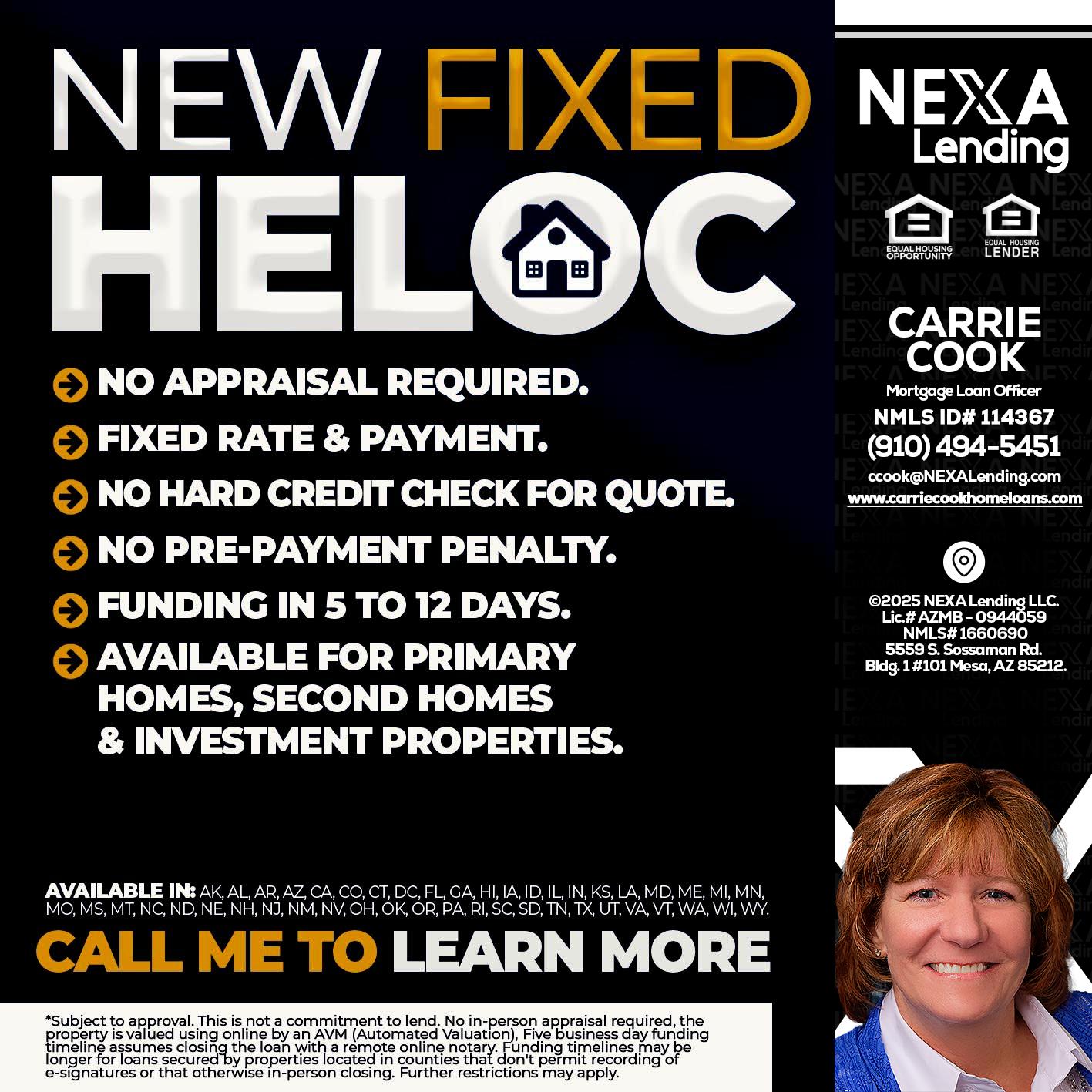 HELOC - Carrie Cook -Mortgage Loan Officer