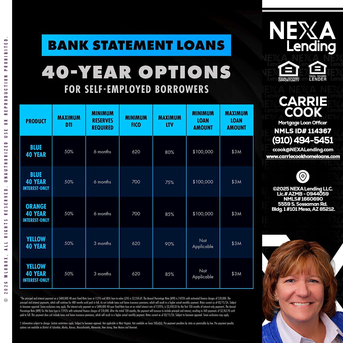 40 YR. OPTIONS - Carrie Cook -Mortgage Loan Officer