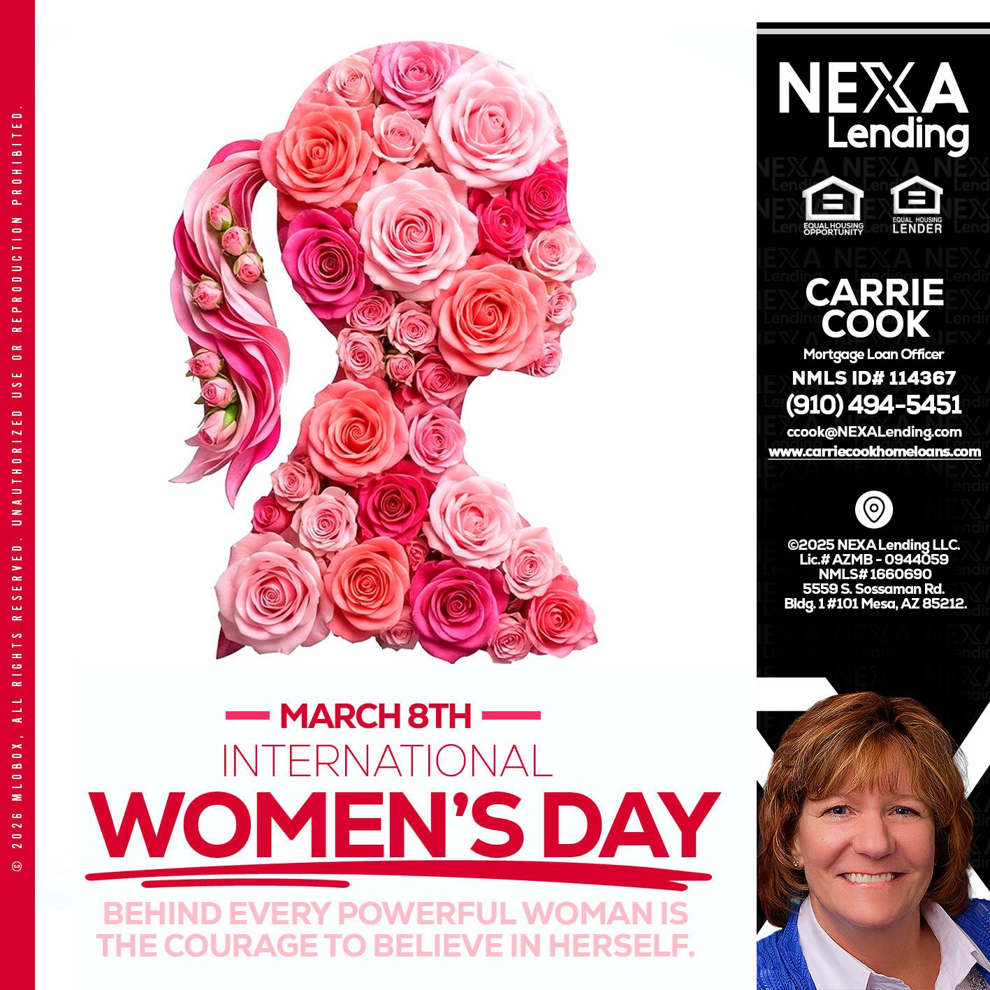 MARCH 8TH - Carrie Cook -Mortgage Loan Officer