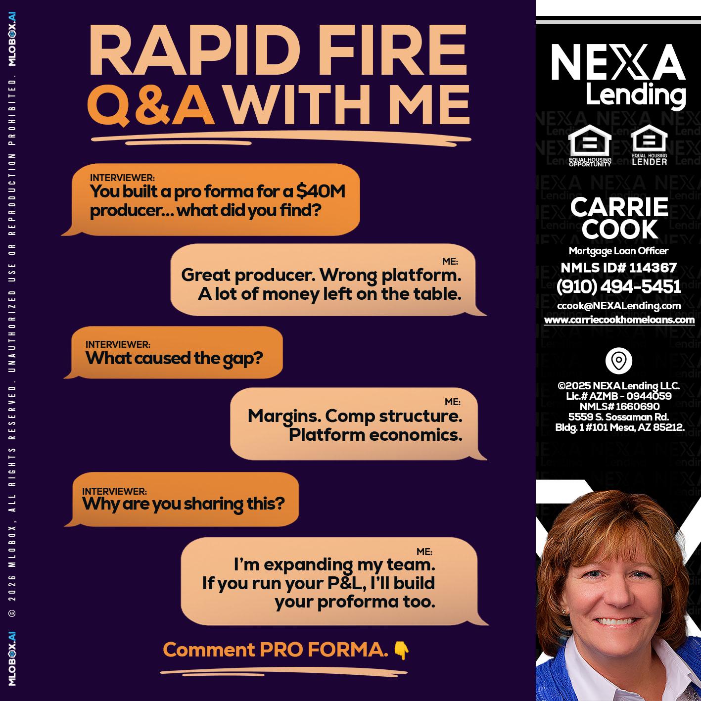 RAPID FIRE - Carrie Cook -Mortgage Loan Officer