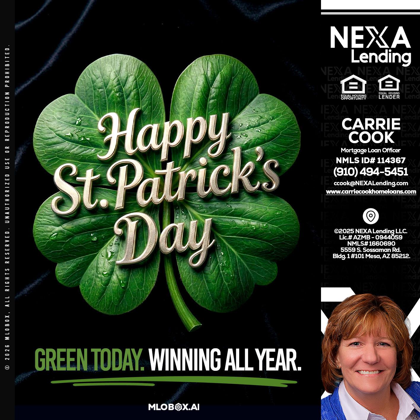 happy st. Patricks day - Carrie Cook -Mortgage Loan Officer