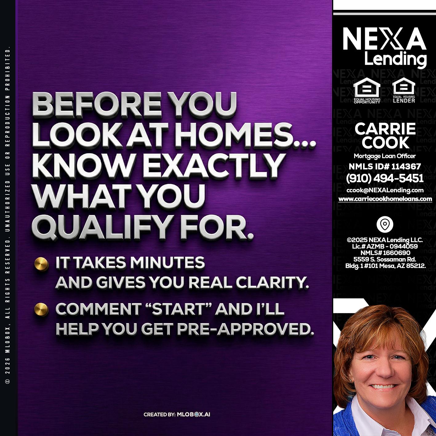 BEFORE YOU - Carrie Cook -Mortgage Loan Officer