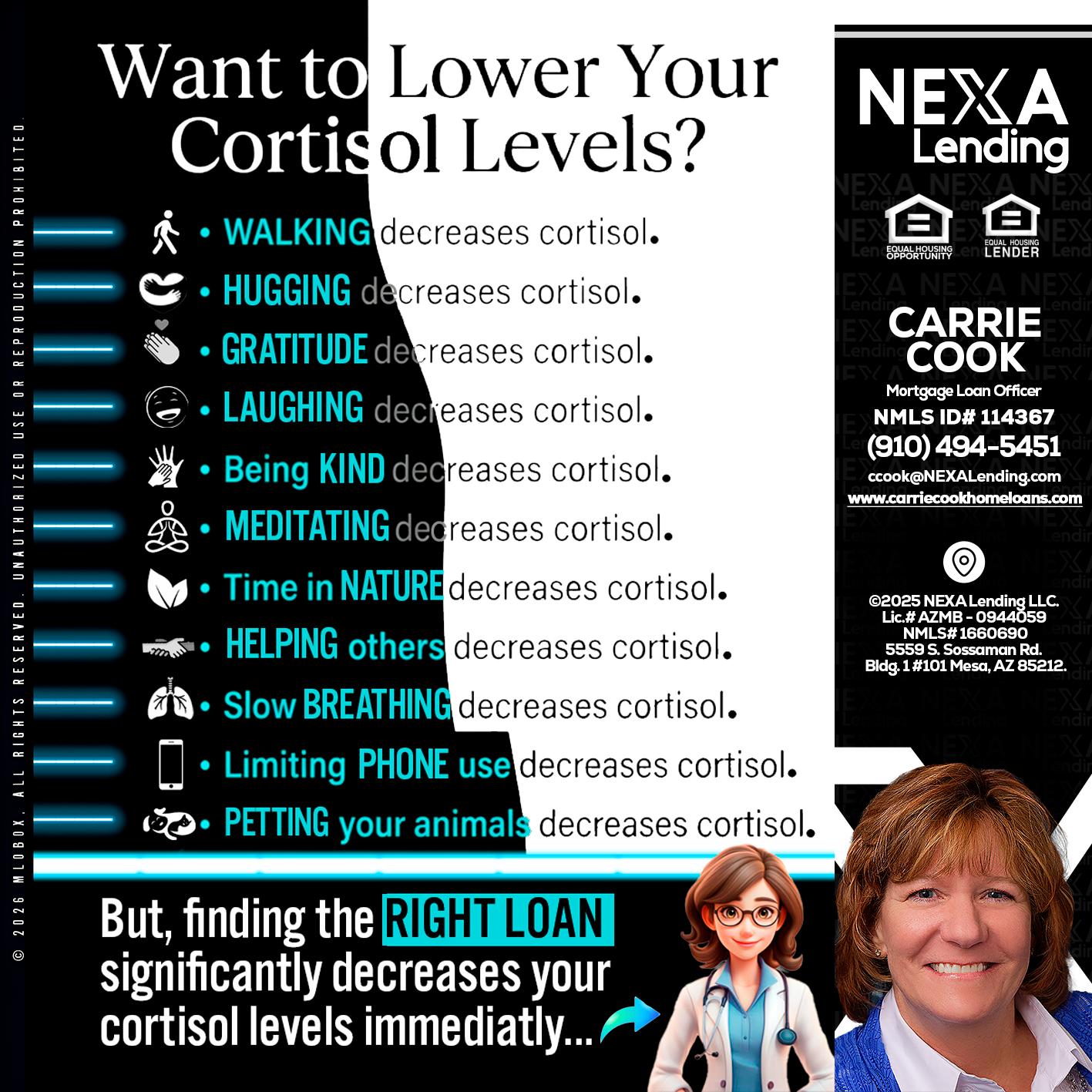 Want to lower Your Cortisol Levels? - Carrie Cook -Mortgage Loan Officer
