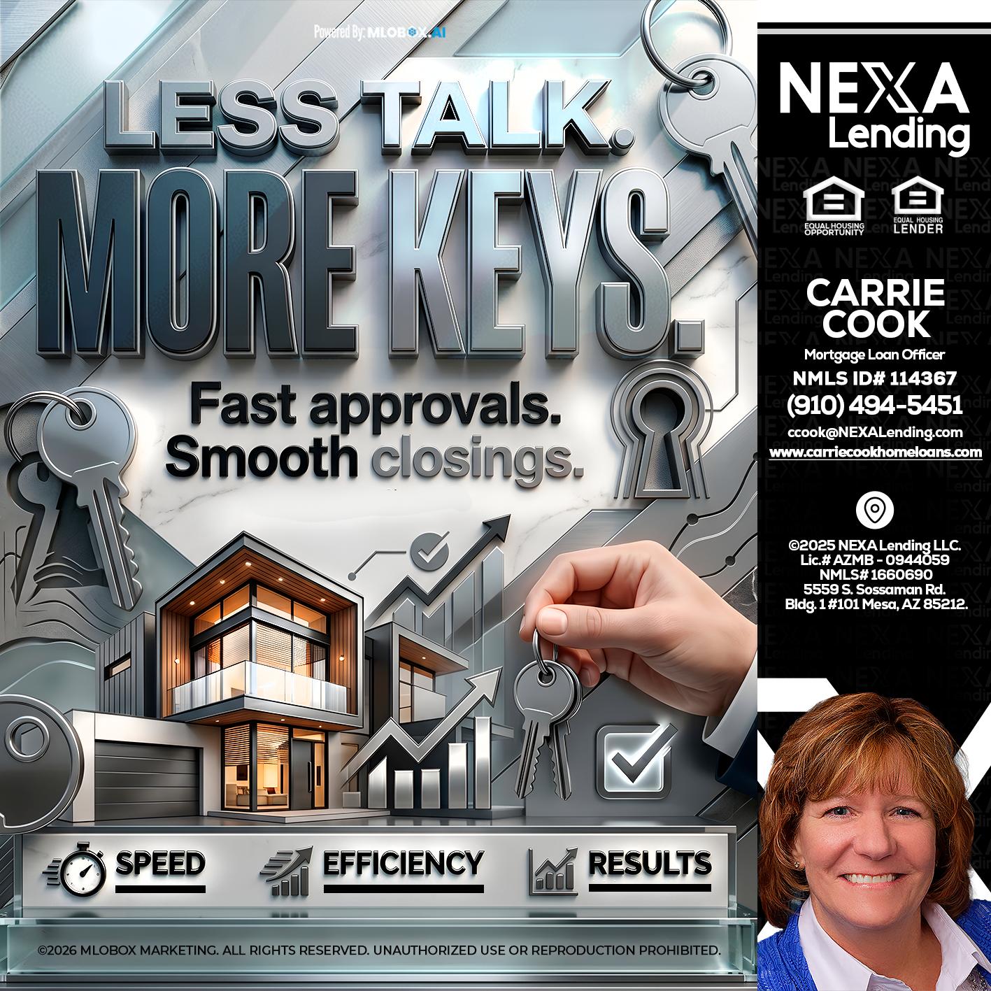 LESS TALK, MORE KEYS! - Carrie Cook -Mortgage Loan Officer