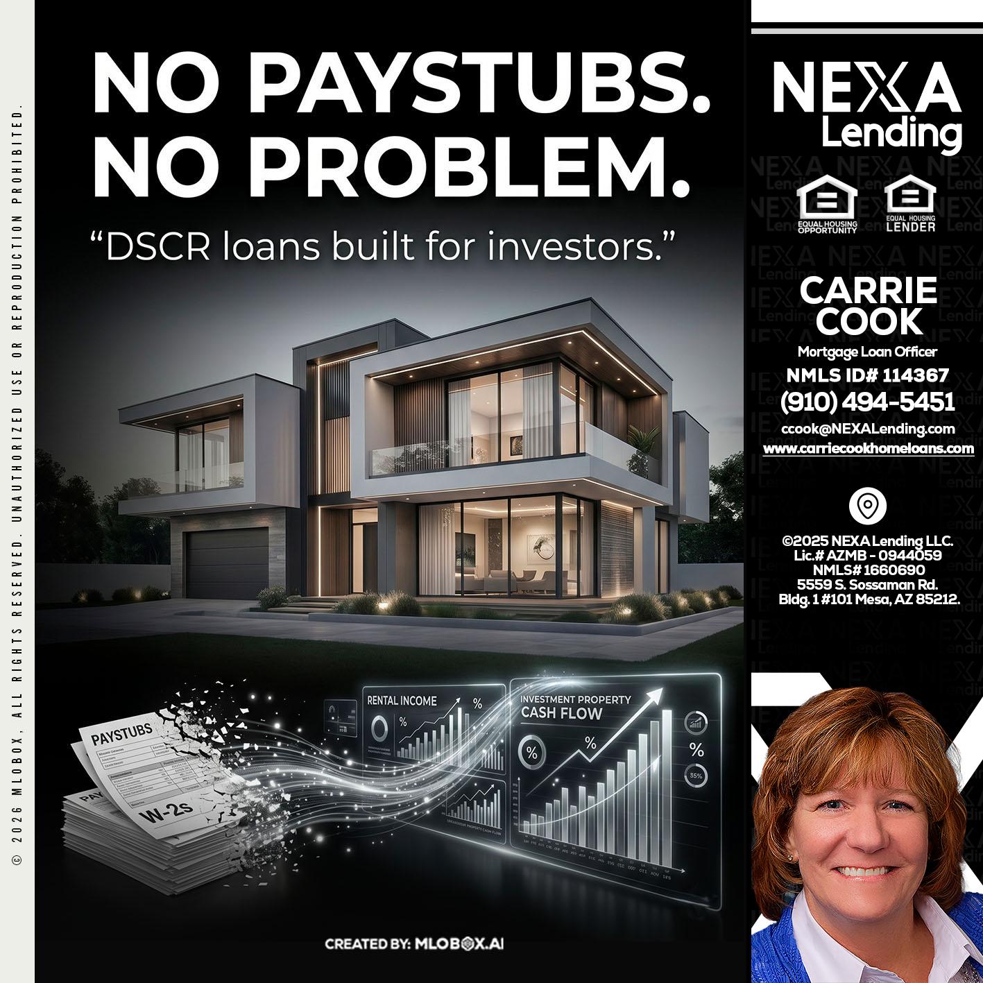 no paystub - Carrie Cook -Mortgage Loan Officer