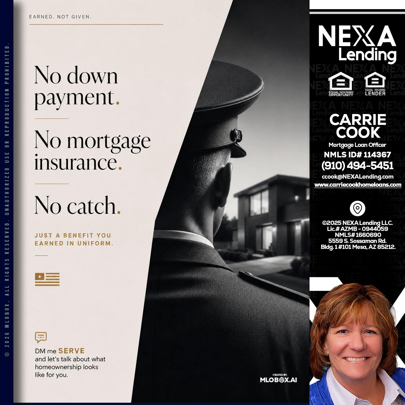 NO DOWN PAYMENT - Carrie Cook -Mortgage Loan Officer