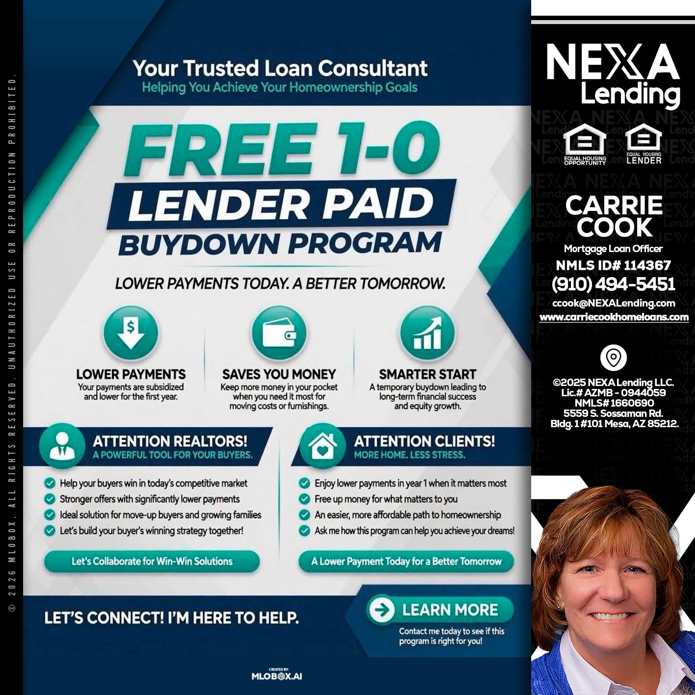FREE 1-0 - Carrie Cook -Mortgage Loan Officer