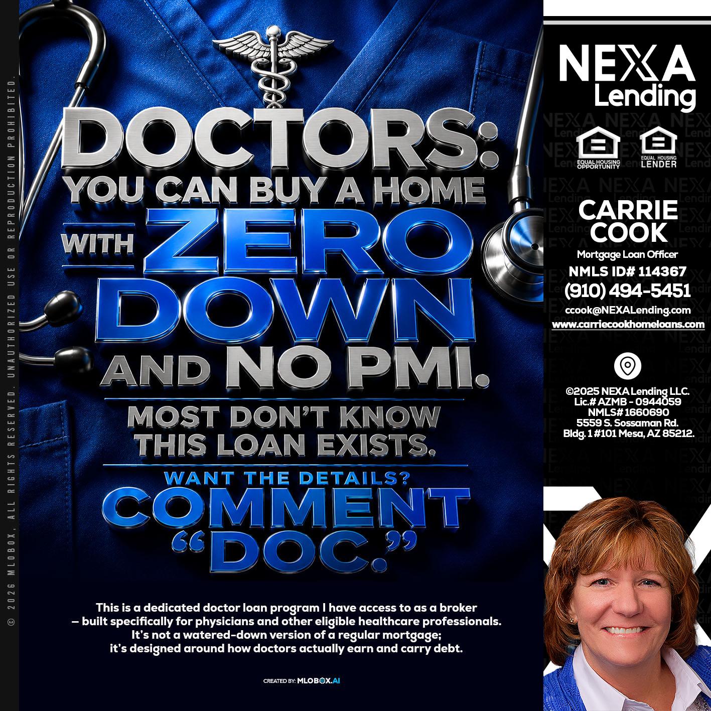 DOCTORS YOU CAN BUY - Carrie Cook -Mortgage Loan Officer